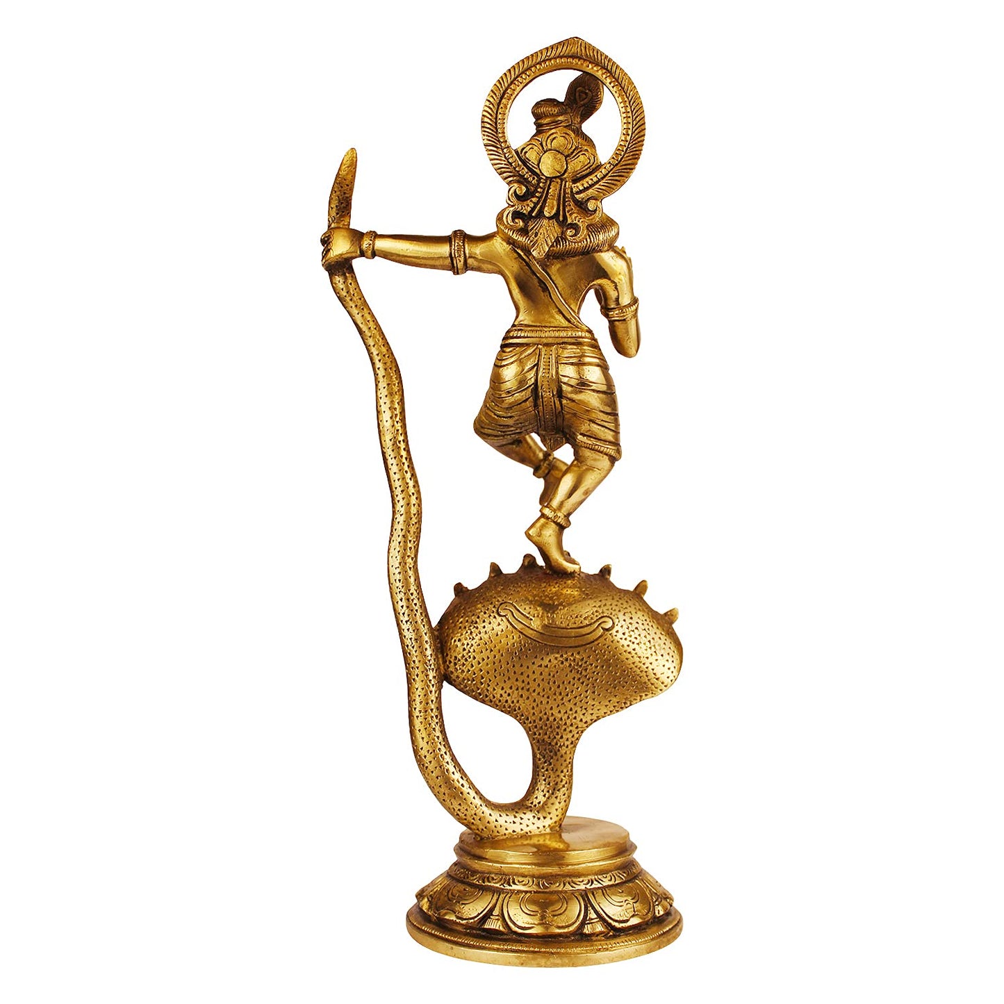 Brass Krishna Bhagwan Idol Murli Kishan Murti Playing Bansuri Gift for Home Mandir Decor Marriage Height 13 Inch - SvarupArt