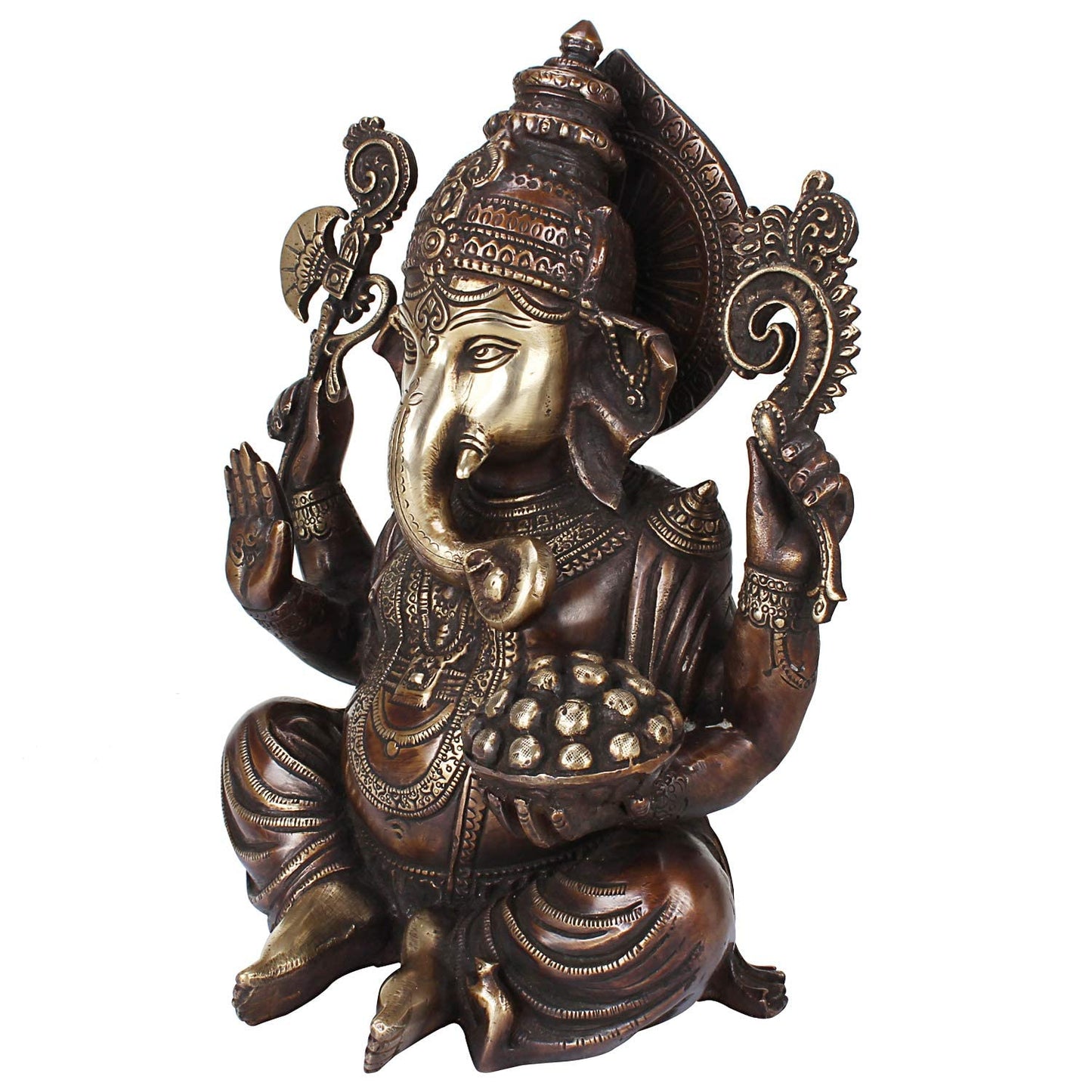 Brass Ganesha Idol for Home Decoration Ganpati Statue Ganesh Murti for Gift Height 9.5 Inch Color Bronze - SvarupArt