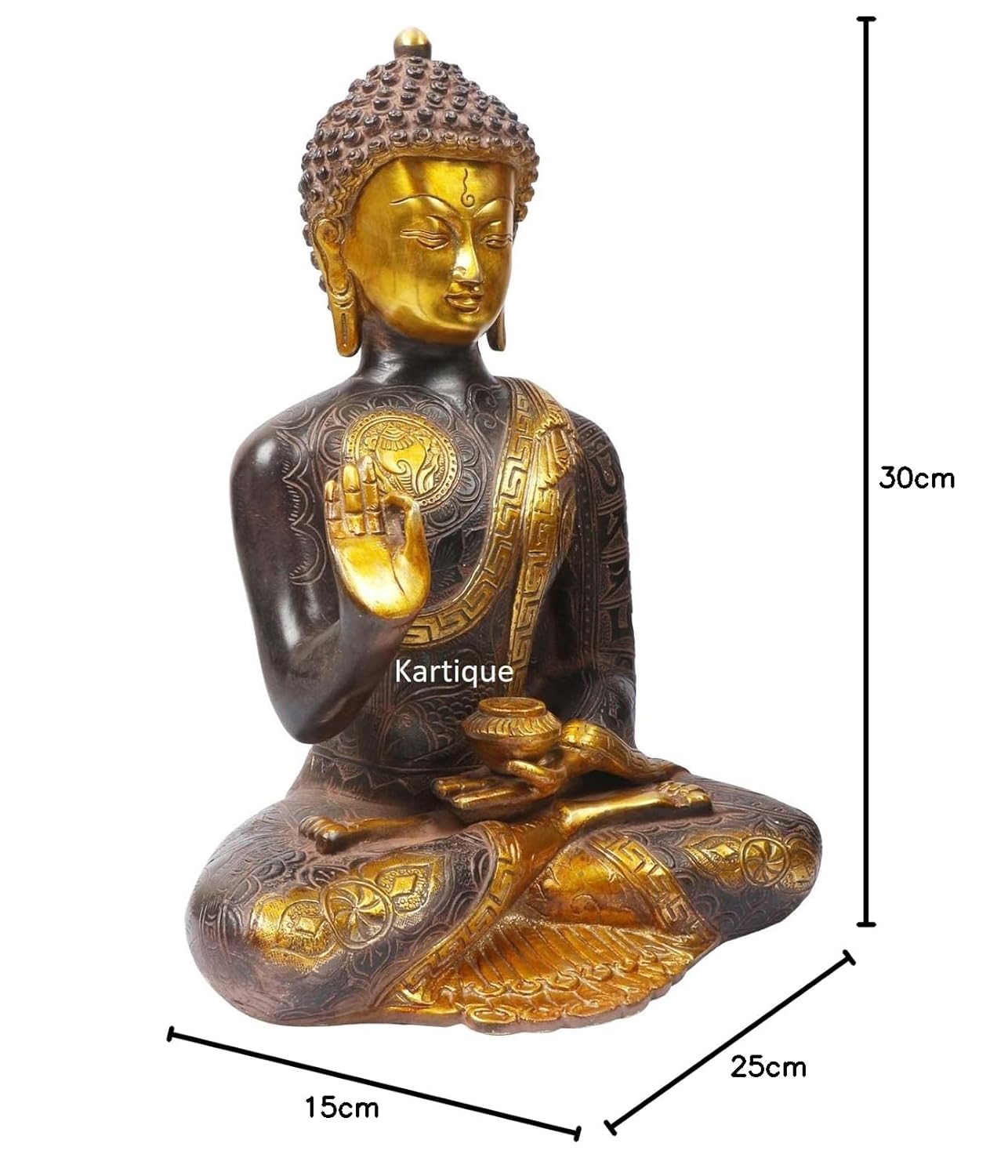 Brass Gautam Buddha Idol Statue Murti Draped in Stone Embellished Shawl for Home Decoration Blessing Buddha Height 12 Inch - SvarupArt