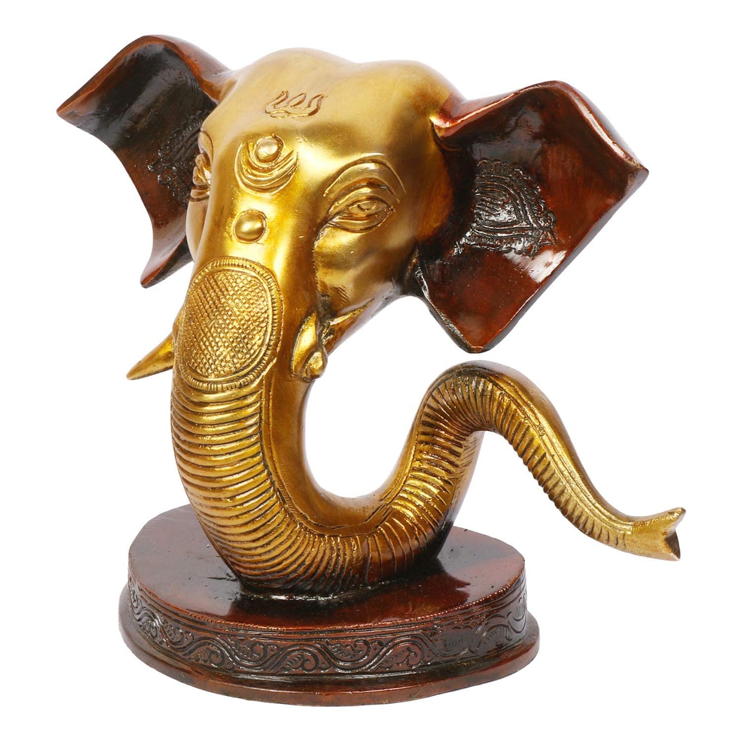Brass Ganesha Idol for Home Decoration Ganpati Statue Murti for Gift Height 6 Inch Weight 2.6 Kg Color Brown - SvarupArt