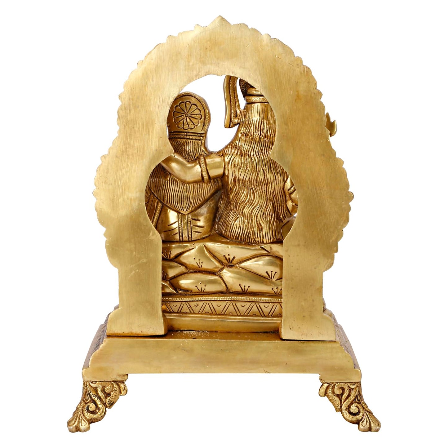 Brass Shiva Parvati Shiv Parivar Shankar Bhagwan Ganesh Family Murti Idol Statue Sculpture Gold Color Height 12 Inch - SvarupArt