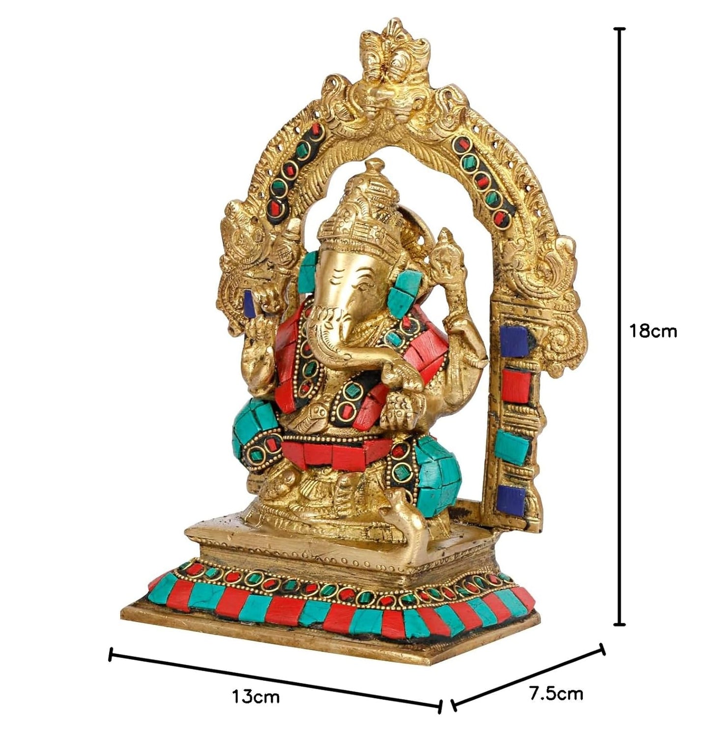 Brass Ganesh Bhagwan Idol Ganesha Statue Ganpati Murti for Home Office Temple Entrance Decor Gift Height 7 Inch. - SvarupArt