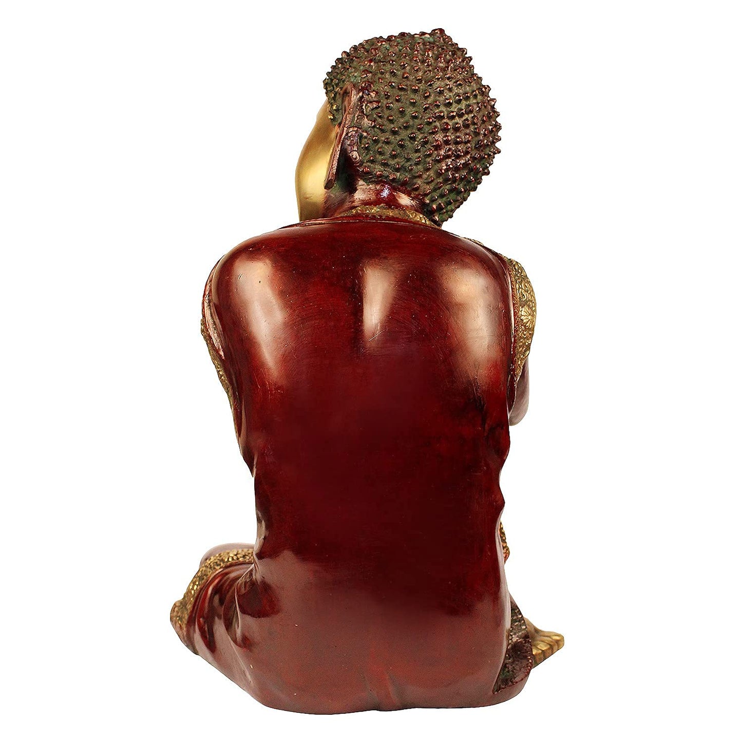 Brass Resting Buddha Statue with both Hands on Knee in Dreaming Meditation Height 16 Inch Weight 12.5 Kg Color Brown - SvarupArt