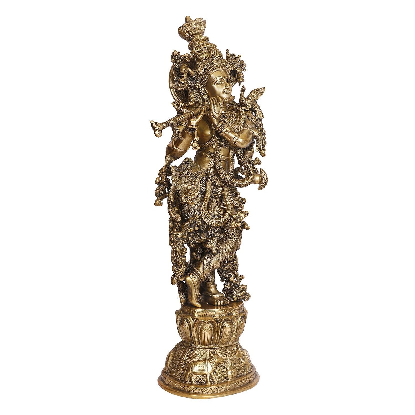 Brass Statue Murti of Lord Krishna Idol Playing Flute Big Size for Home Decor for Living Room Pooja Item Temple Mandi... - SvarupArt