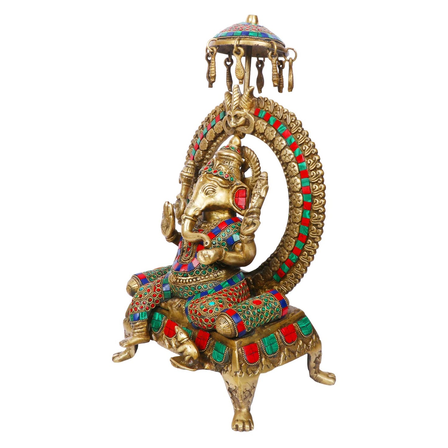 Brass Ganesha Idol for Home Decoration Ganpati Statue Murti for Gift Height 17 Inch Weight 9.5 Kg Color Multicolor - SvarupArt
