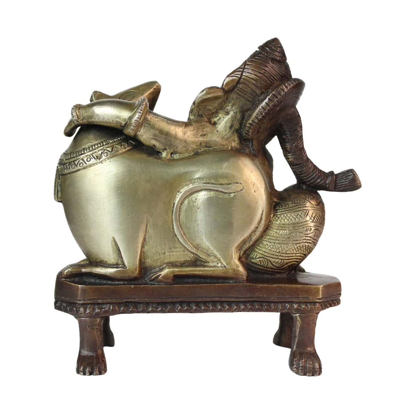 Brass Sitting Ganesha Idol In Multicolor Height 8 Inch Weight 1.6 Kg - SvarupArt