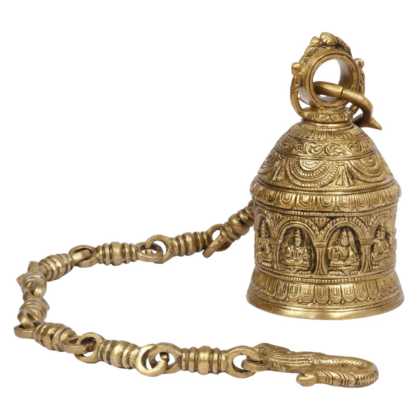 Brass Ganesha Hanging Bell for Home Decoration Ganpati Statue Murti on Bell for Gift Height 6 Inch Weight 2.5 Kg Colour - SvarupArt