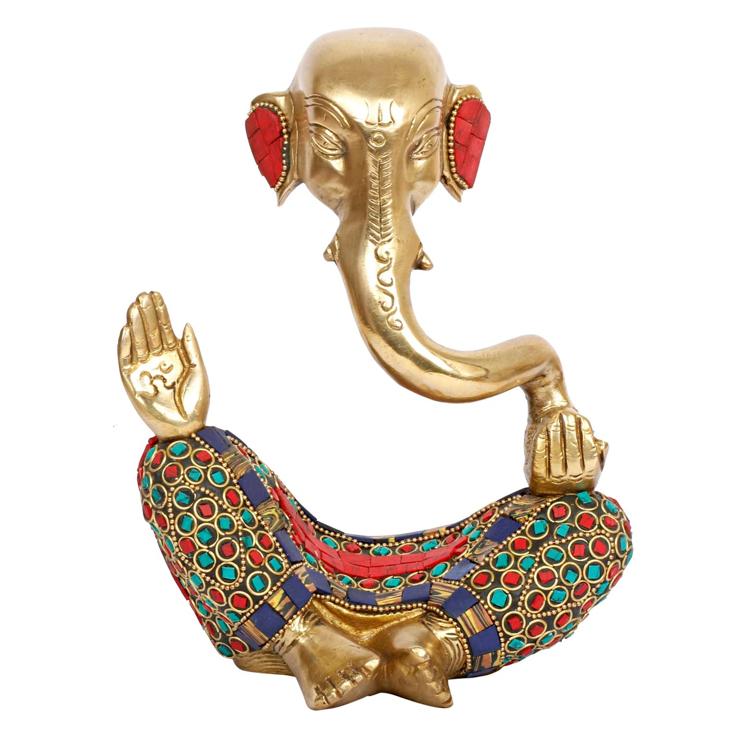 Brass Trunk Ganesha Idol Modern Art Ganesh Ganpati Murti Religious Statue for Good Luck & Success Gift Height 8 Inch. - SvarupArt