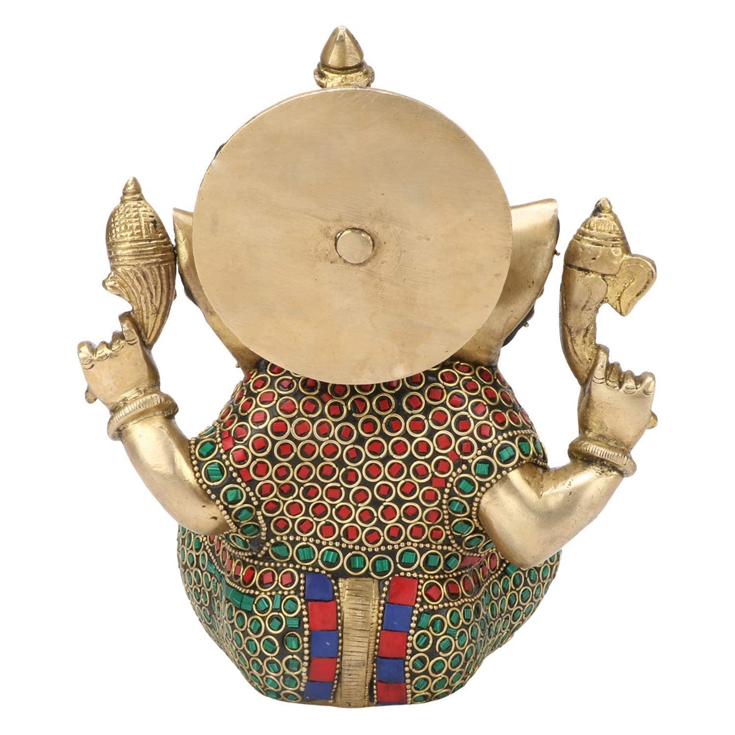 Brass Ganesha Idol for Home Decoration Ganpati Statue Murti for Gift Height 8 Inch Weight 3.2 Kg Color Multicolor - SvarupArt