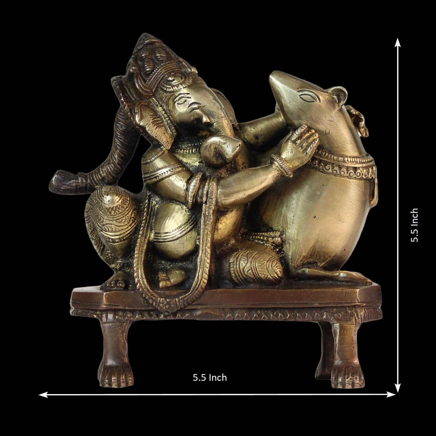 Brass Sitting Ganesha Idol In Multicolor Height 8 Inch Weight 1.6 Kg - SvarupArt