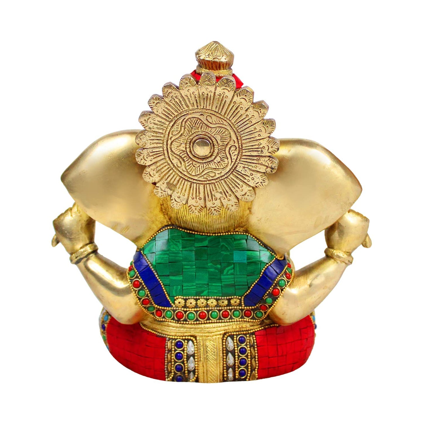 Brass Ganesha Idol for Home Decoration Ganpati Statue Murti for Gift Height 9.5 Inch Weight 5.6 Kg Color Multicolor - SvarupArt