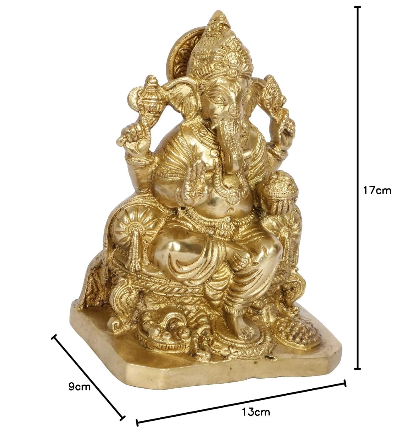 Brass Ganesh Bhagwan Idol Ganesha Statue Ganpati Murti for Home Entrance Decor Diwali Gift Ganesha with Large Ear Hei... - SvarupArt