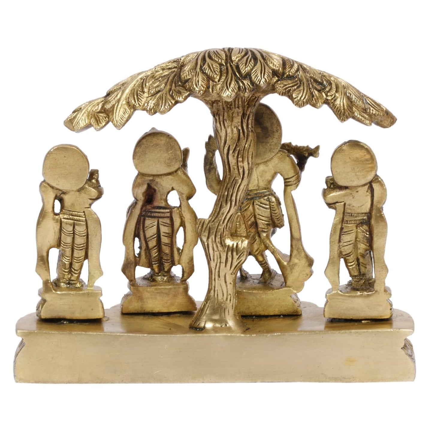 Brass Radha Krishna and Gopis in Gold Color Height 5 Inch - SvarupArt