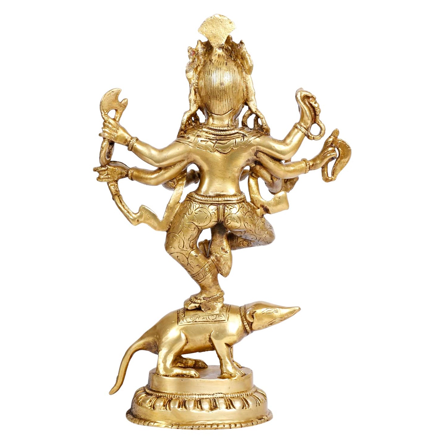 Brass Lord Ganesha Bhagwan Idol Ganesh on Rat Mooshak Ganpati Statue for Home Entrance Living Room Decor Height 12 Inch - SvarupArt