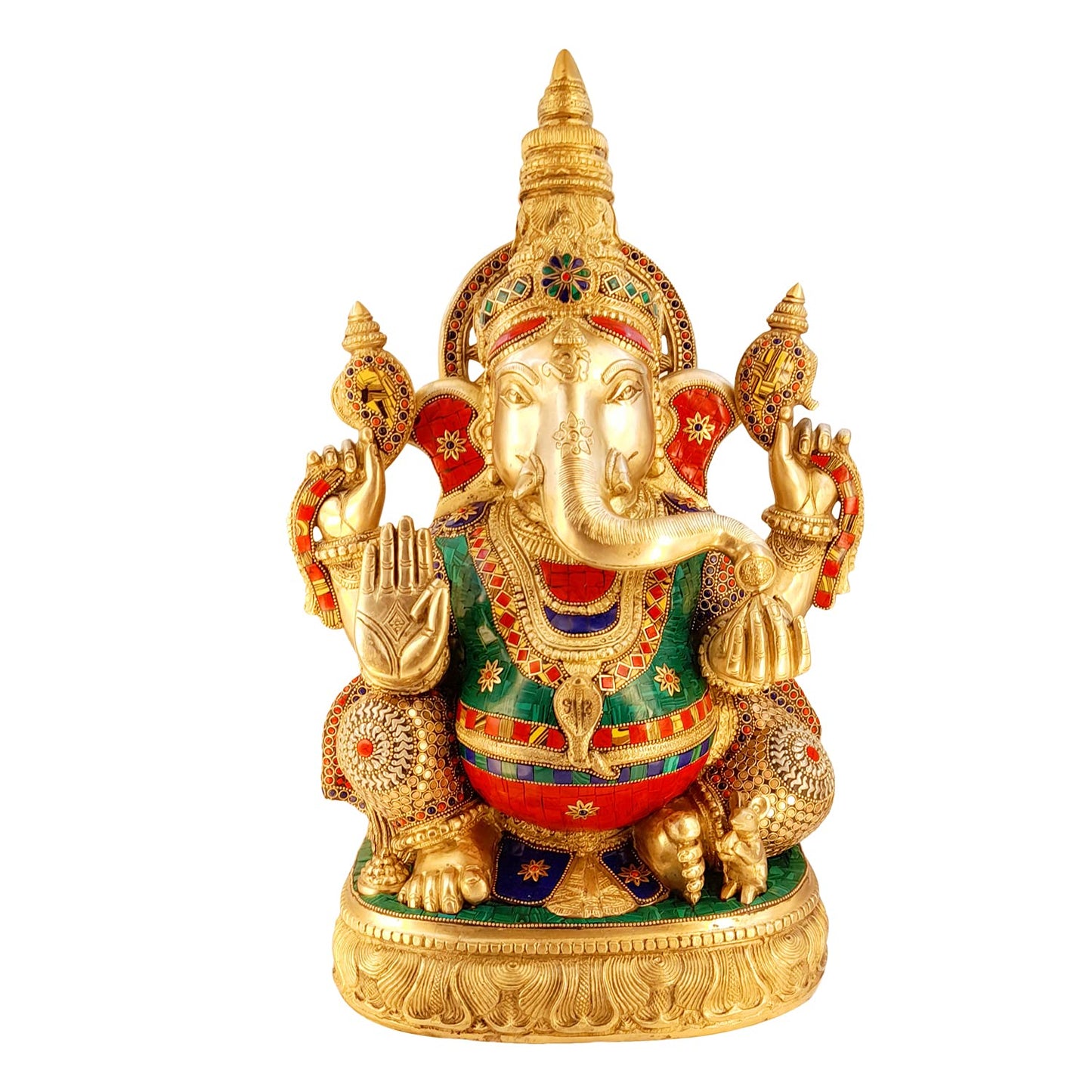 Brass Ganesha Idol for Home Decoration Ganpati Statue Murti for Gift Height 20 Inch Weight 23 Kg Color Multicolor - SvarupArt