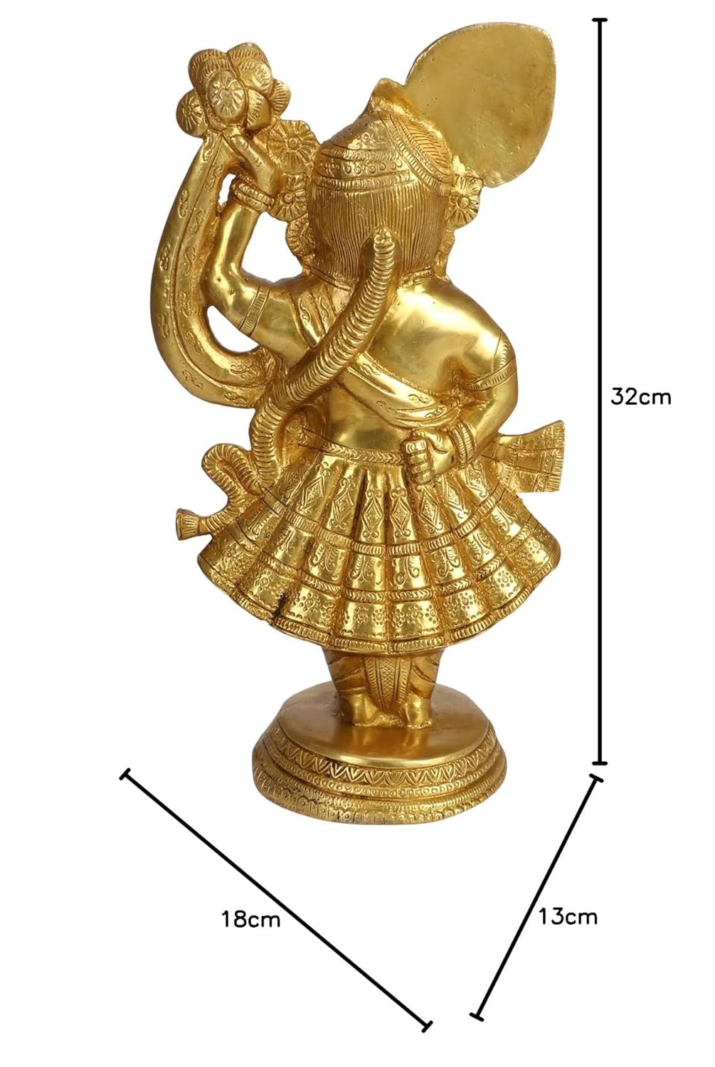 Brass Krishna Bhagwan Idol Murli Kishan Murti Playing Bansuri Gift for Home Mandir Decor Marriage Height 12.5 Inch We... - SvarupArt
