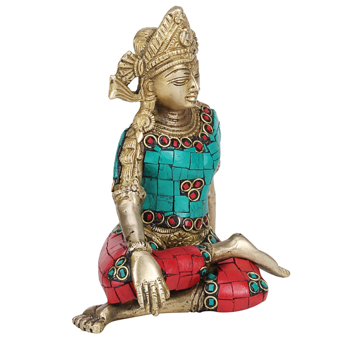 Brass Lord Indra Dev Statue Inder Dev Vastu Idol Figurine Handicraft Religious Showpiece 6 Inch Multicolor - SvarupArt