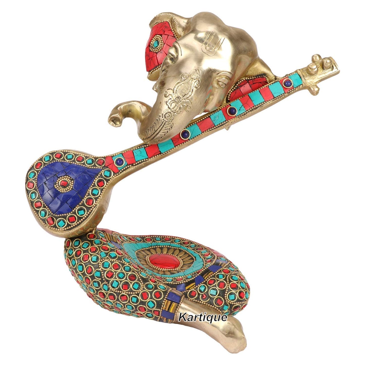 Brass Ganesha Idol for Home Decoration Ganpati Statue Murti for Gift Height 10.5 Inch Weight 4.4 Kg Color Multicolor - SvarupArt