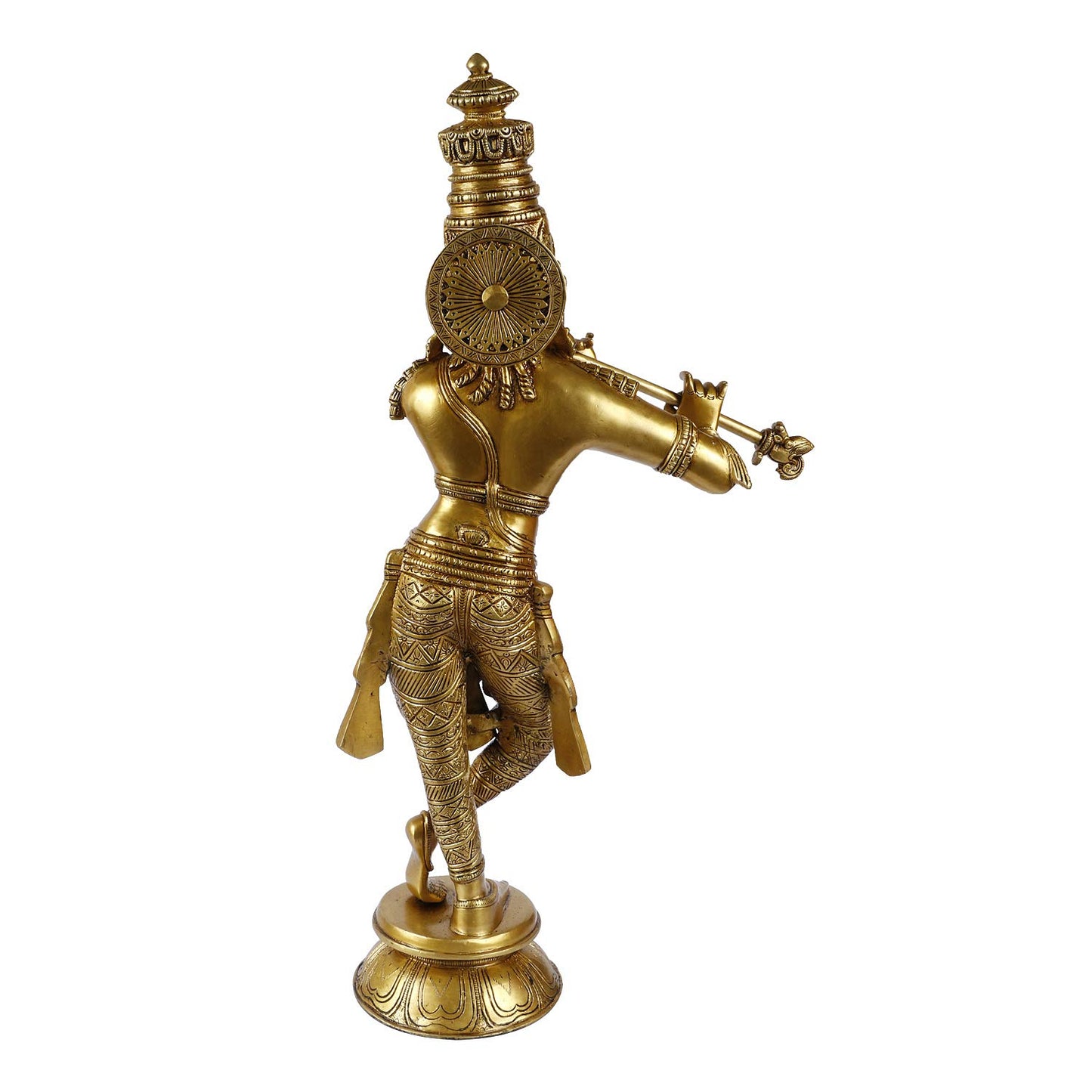 Brass Krishna Bhagwan Idol Murli Kishan Murti Playing Bansuri Gift for Home Mandir Decor Marriage Height 23 Inch - SvarupArt