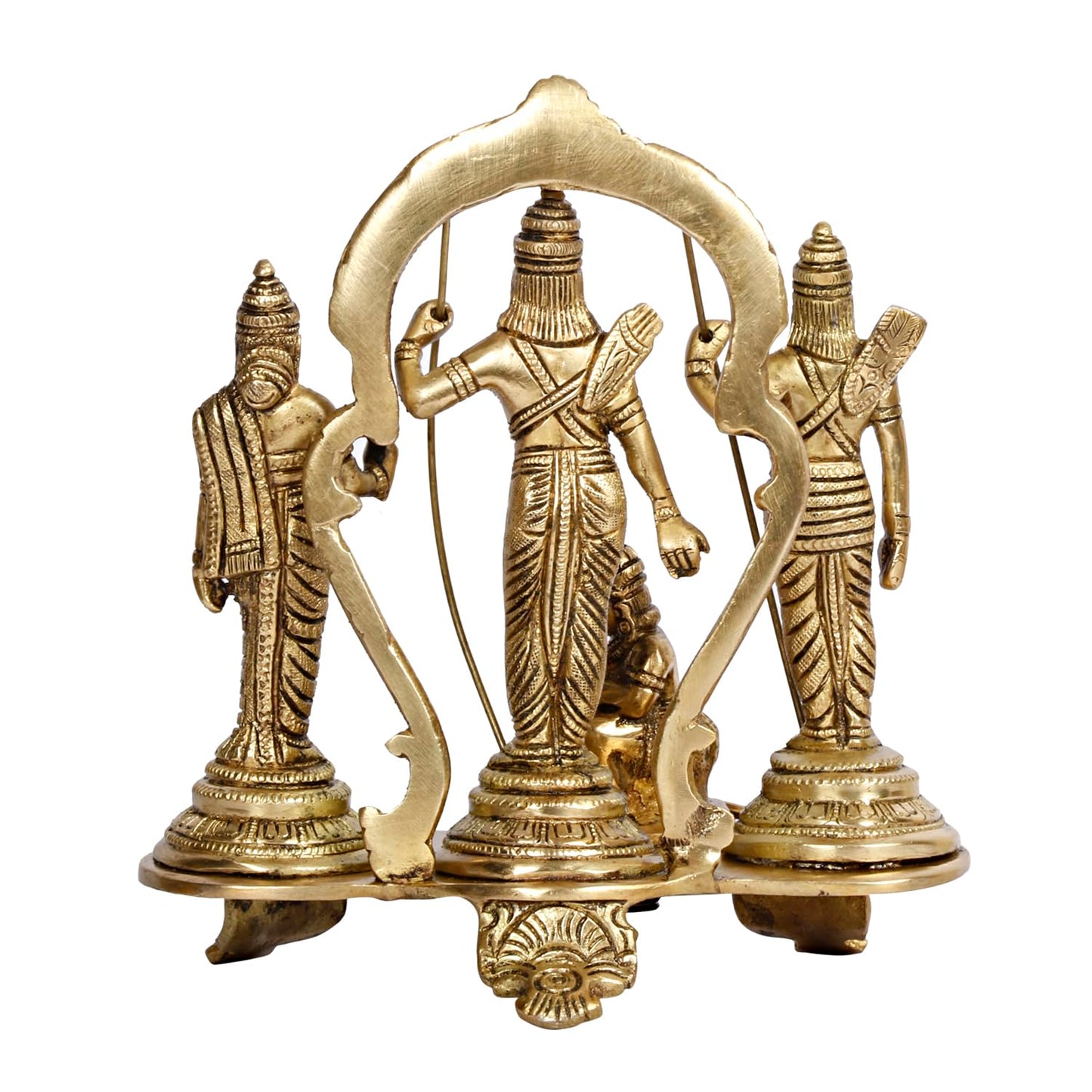 Brass Lord Rama Family Ram Darbar Ram, Sita, Laxman, Hanuman for Home Office Pooja Decor Gift Decor (Height 8 Inches) - SvarupArt