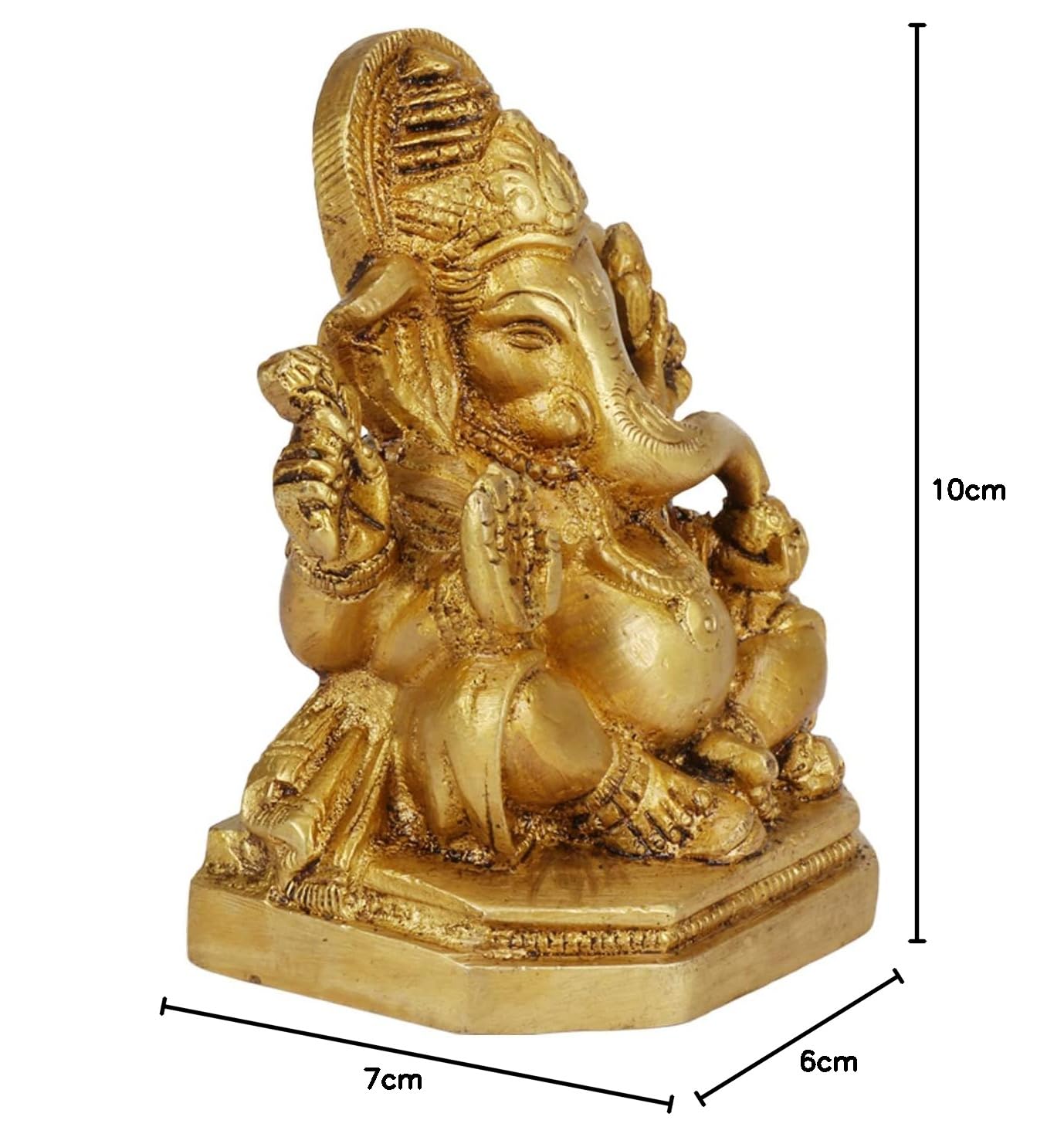 Brass Sitting Ganesha Ganesha Idol for Home Office Entrance Decor Diwali Pooja 4 Inch - SvarupArt