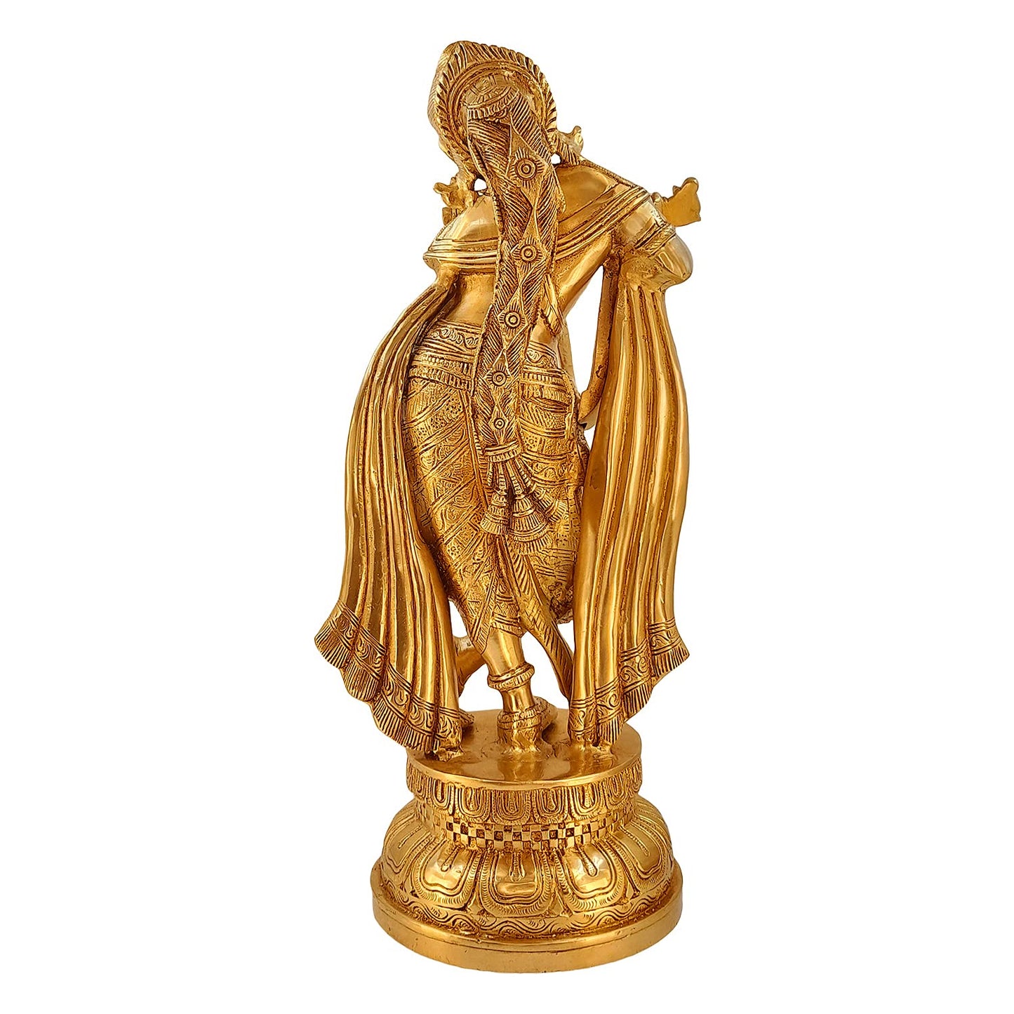 Brass Krishna Bhagwan Idol Murli Kishan Murti Playing Bansuri Gift for Home Mandir Decor Marriage Height 18 Inch Weig... - SvarupArt