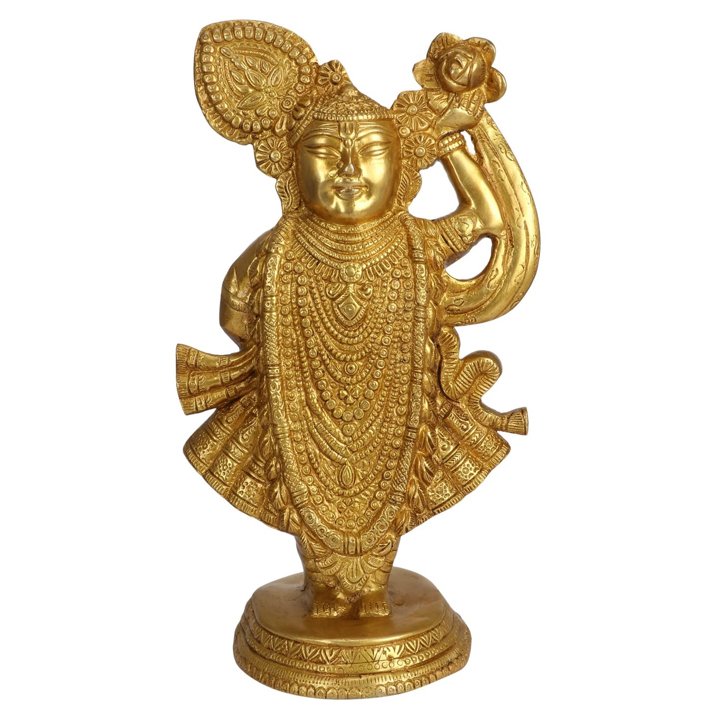 Brass Krishna Bhagwan Idol Murli Kishan Murti Playing Bansuri Gift for Home Mandir Decor Marriage Height 12.5 Inch We... - SvarupArt