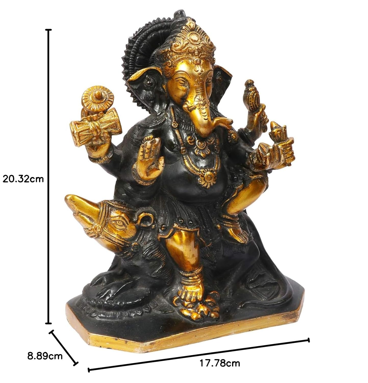 Brass Ganesha Idol for Home Decoration Ganpati Statue Murti for Gift Height 8 Inch Weight 2.7 Kg Color Black - SvarupArt