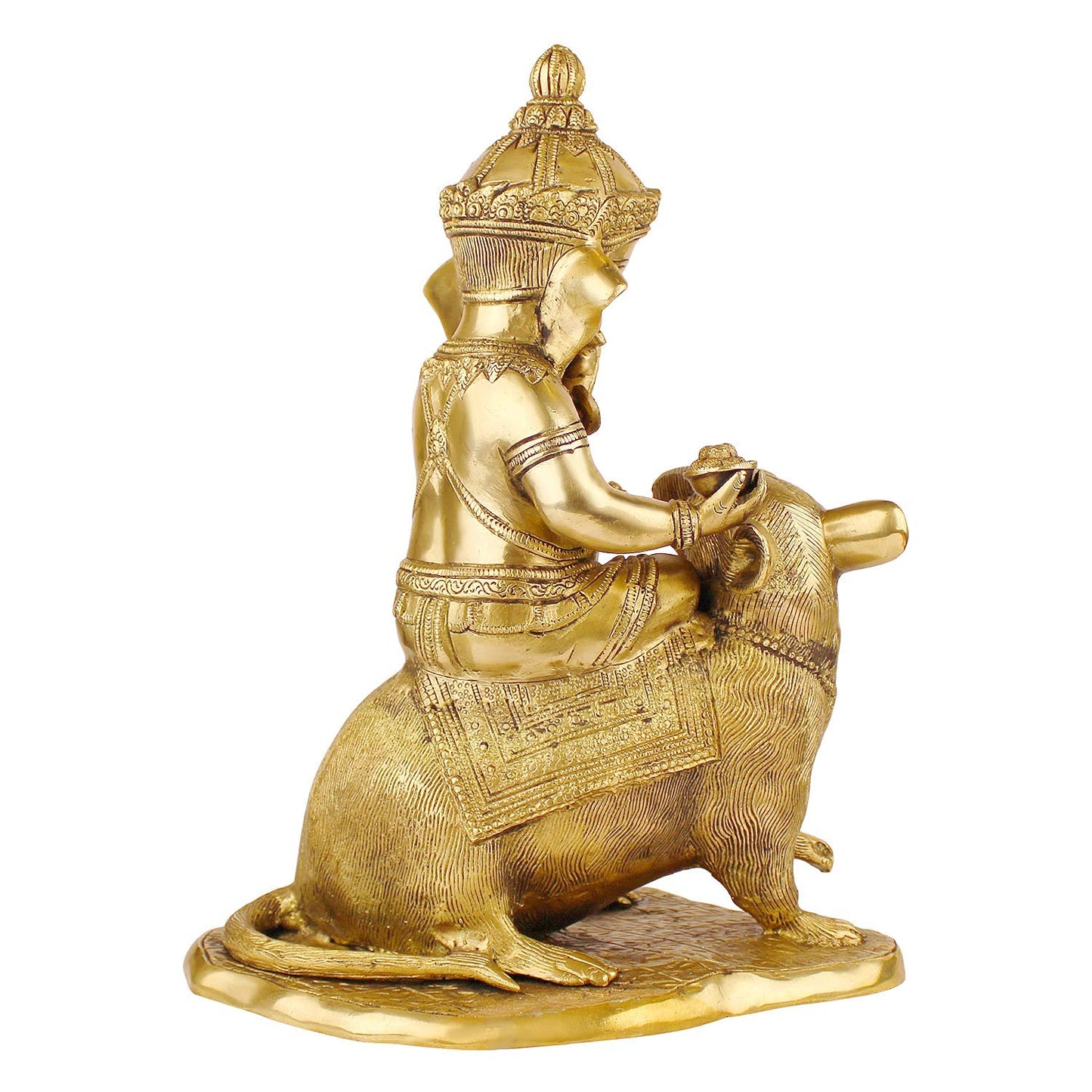 Brass Ganesha Idol for Home Decoration Ganpati Statue Murti for Gift Height 14 Inch Weight 9.2 Kg Color Gold - SvarupArt