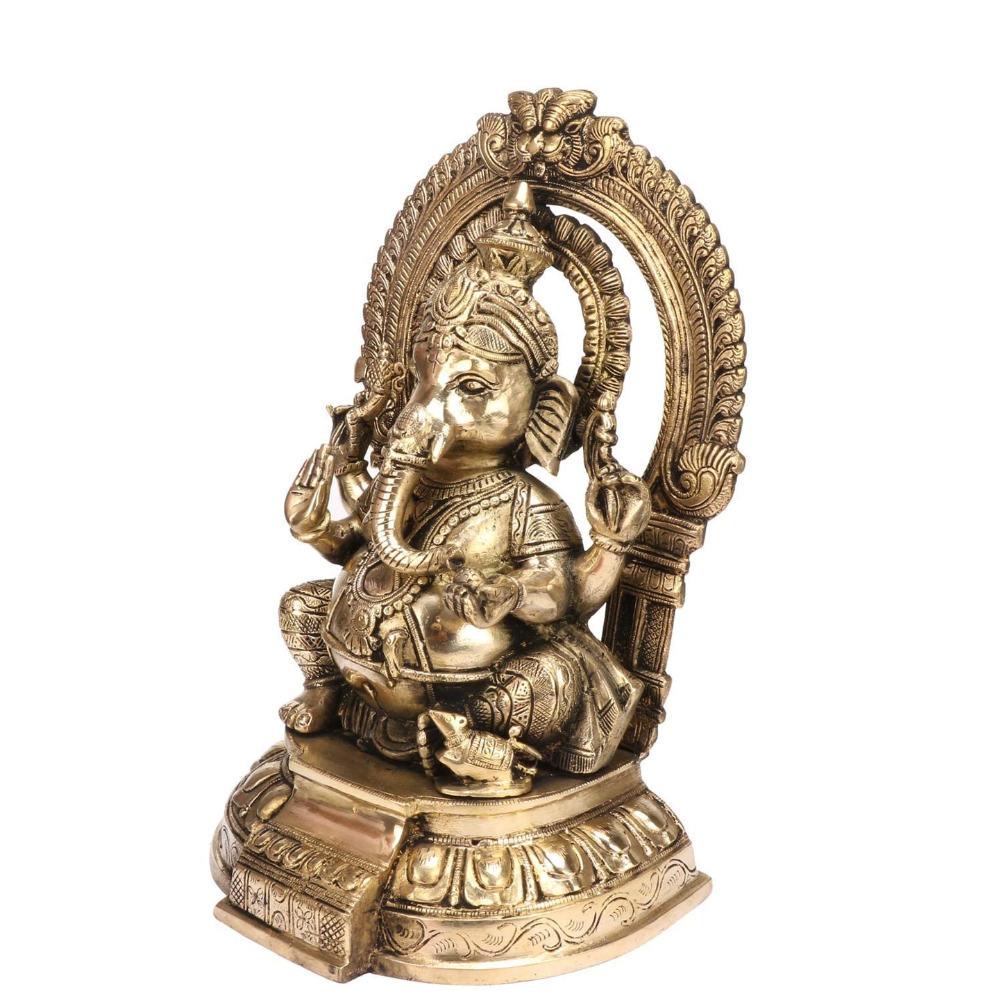 Brass Ganesha Idol for Home Decoration Ganpati Statue Murti for Gift Height 12 Inch Weight 4.5 Kg Color Gold - SvarupArt