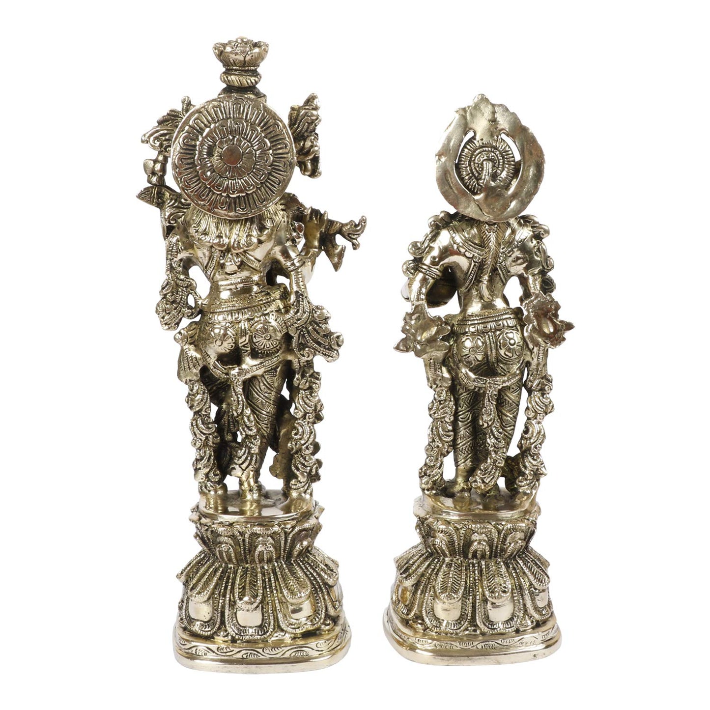 Brass Radha Krishna Murti Big Size Idol for Gift Height 13 Inch Weight 5 Kg Color Antique Gold - SvarupArt