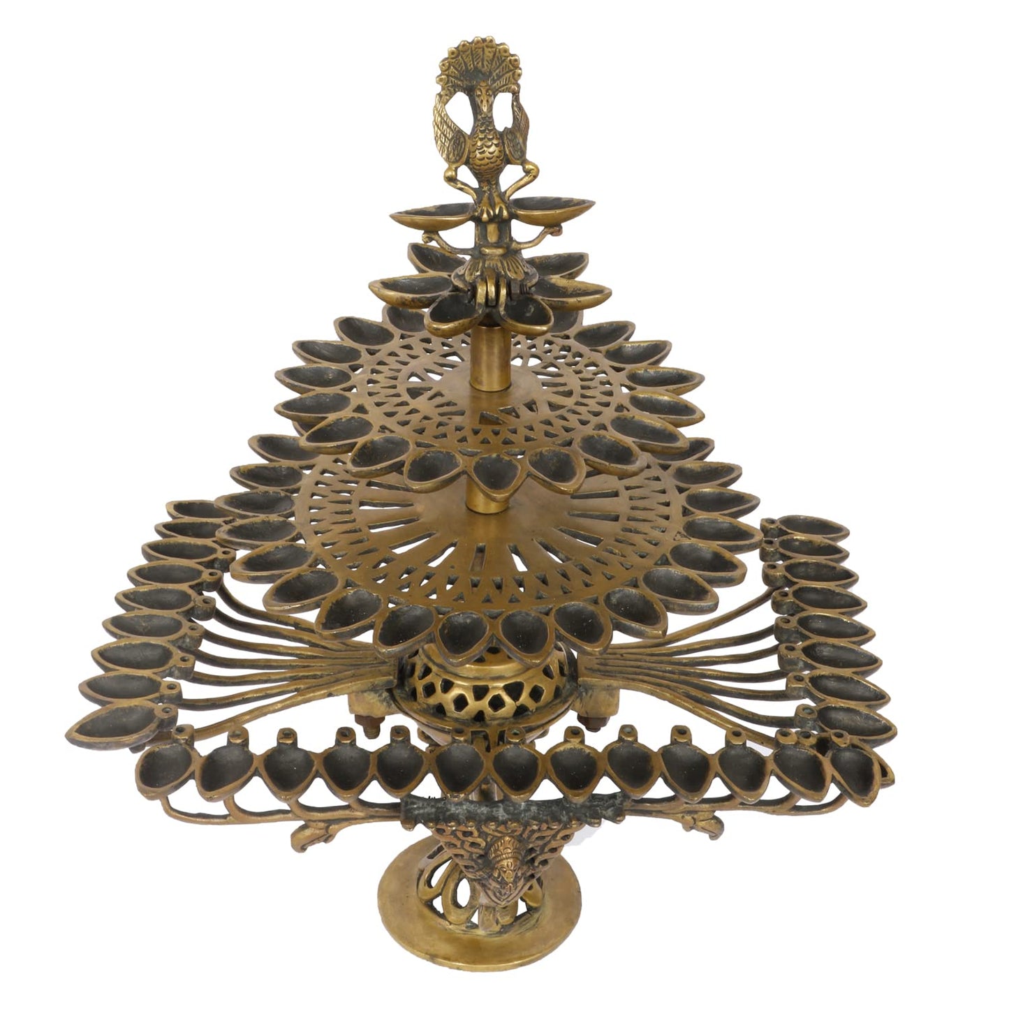 Brass Oil Lamp Diya Deepam for Temple Aarti Deepak Pooja Camphor Kapoor Kapur Burner Hand held Diia Puja Jyot - SvarupArt
