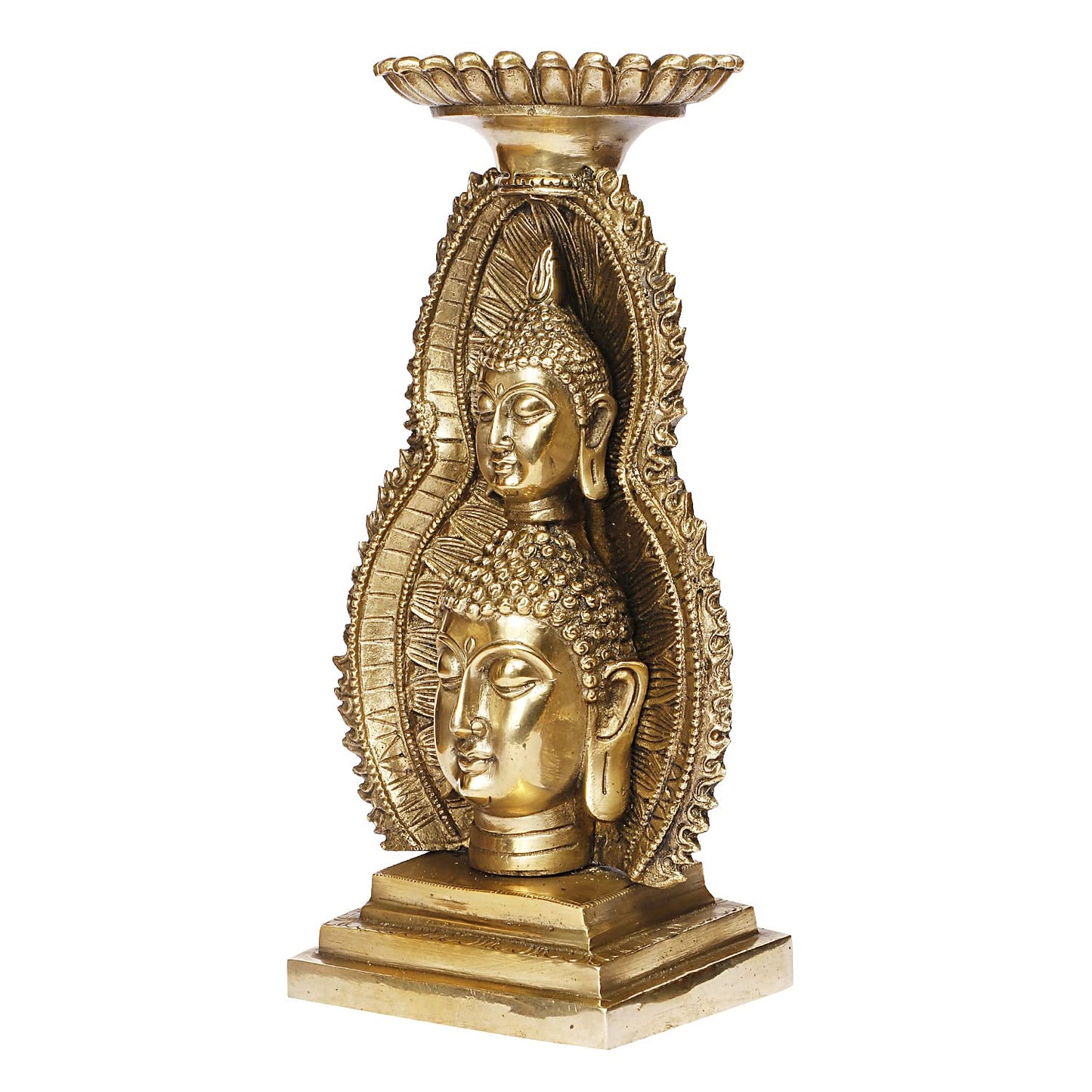Brass Lord Buddha Head Meditating Statue for Home & Office Decor Showpiece - Big Size Height 12 Inch Weight 3.5 Kg Co... - SvarupArt