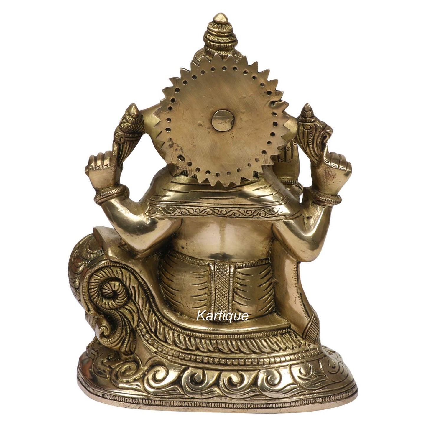 Brass Ganesha Idol for Home Decoration Ganpati Statue Murti for Gift Height 10 Inch Weight 4.6 Kg Color Gold - SvarupArt