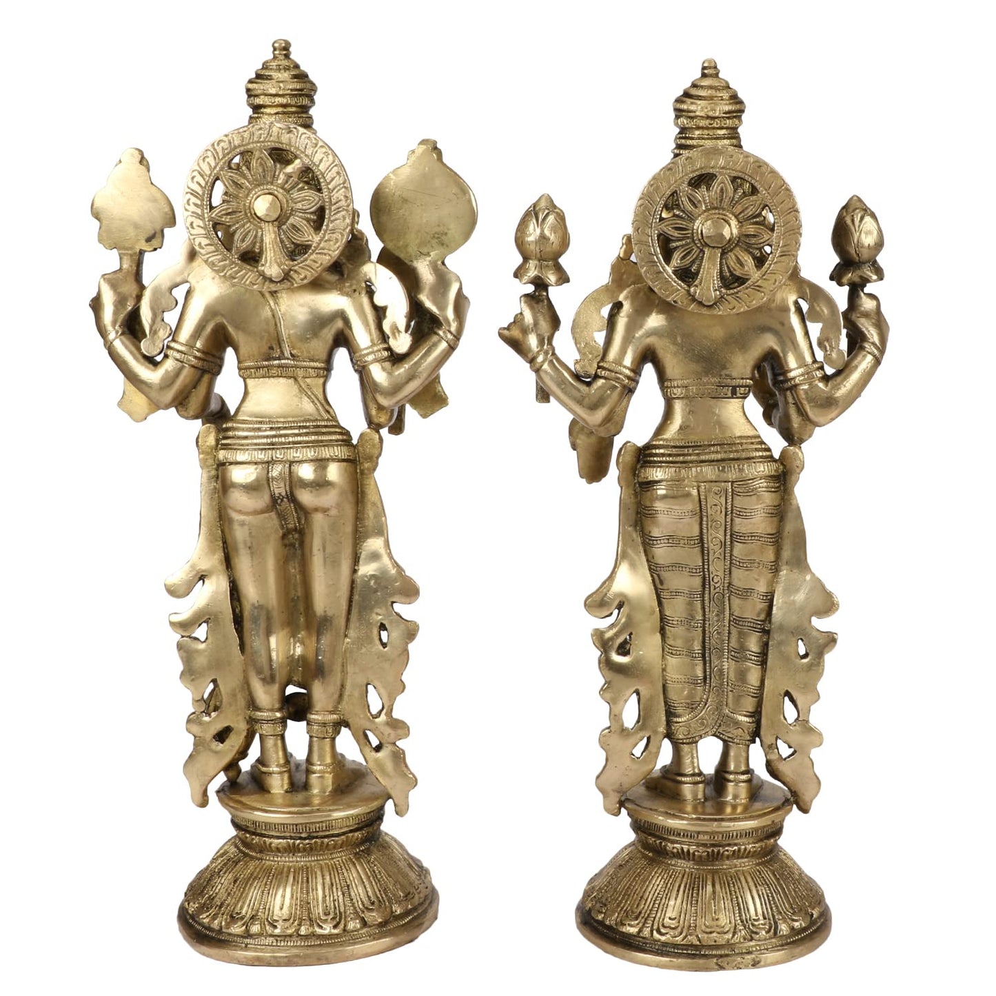 Brass Vishnu Laxmi Murti Lord Bhagwan Vishnu Narayan Lakshmi Statue Idol Murti for Home Decor Mandir Pooja Height 13 Inch - SvarupArt