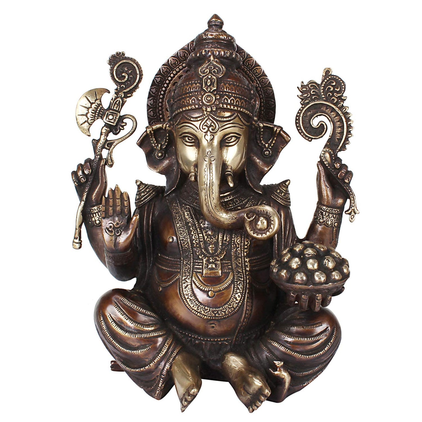 Brass Ganesha Idol for Home Decoration Ganpati Statue Ganesh Murti for Gift Height 9.5 Inch Color Bronze - SvarupArt
