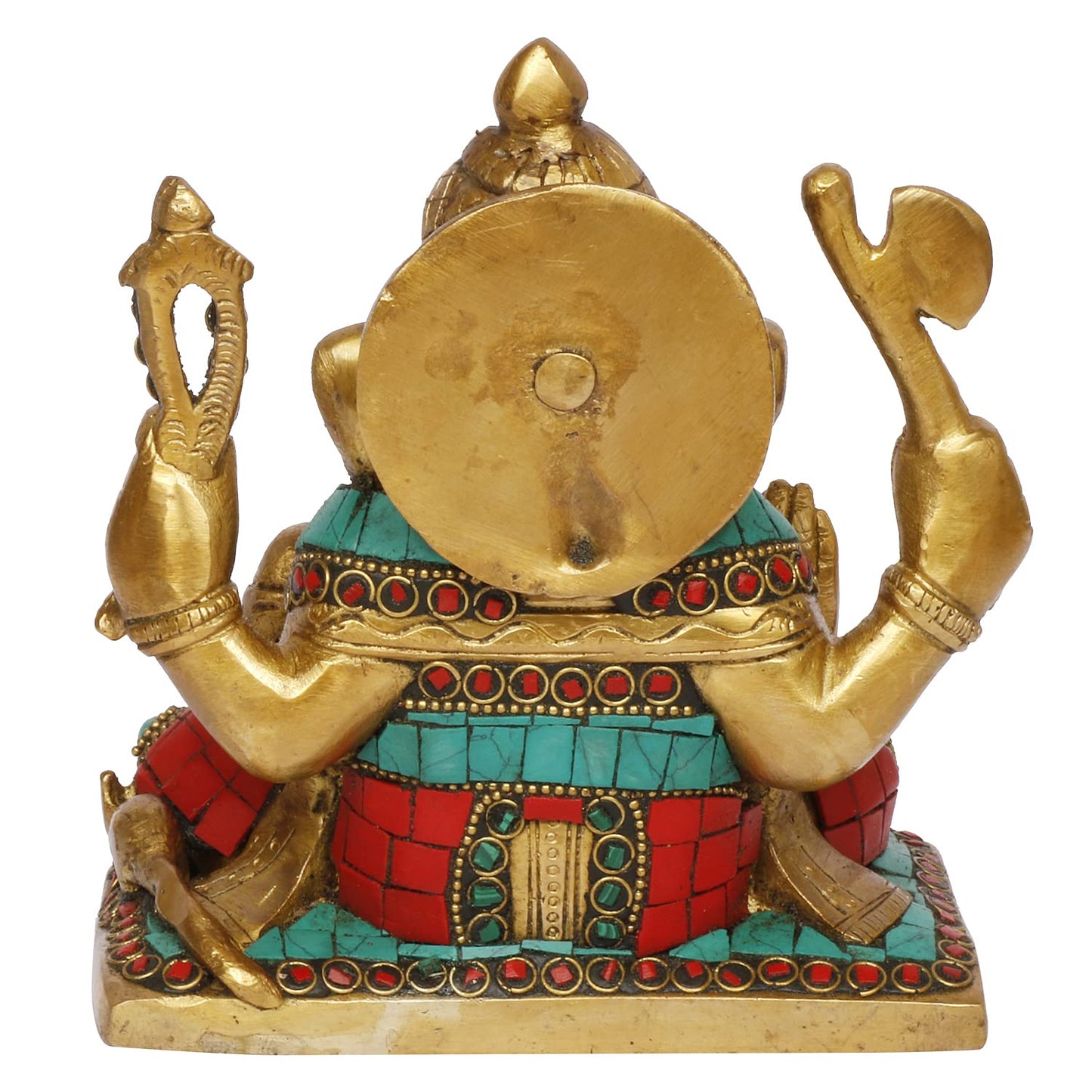 Brass Ganesha Idol for Home Decoration Ganpati Statue Murti for Gift Height 6 Inch Weight 1.9 Kg Color Multicolor - SvarupArt