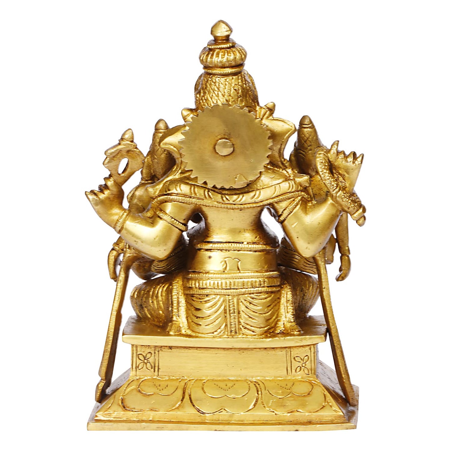 Brass Ganesha Idol for Home Decoration Ganpati Statue Murti for Gift Height 7 Inch Weight 2.7 Kg Color Gold - SvarupArt
