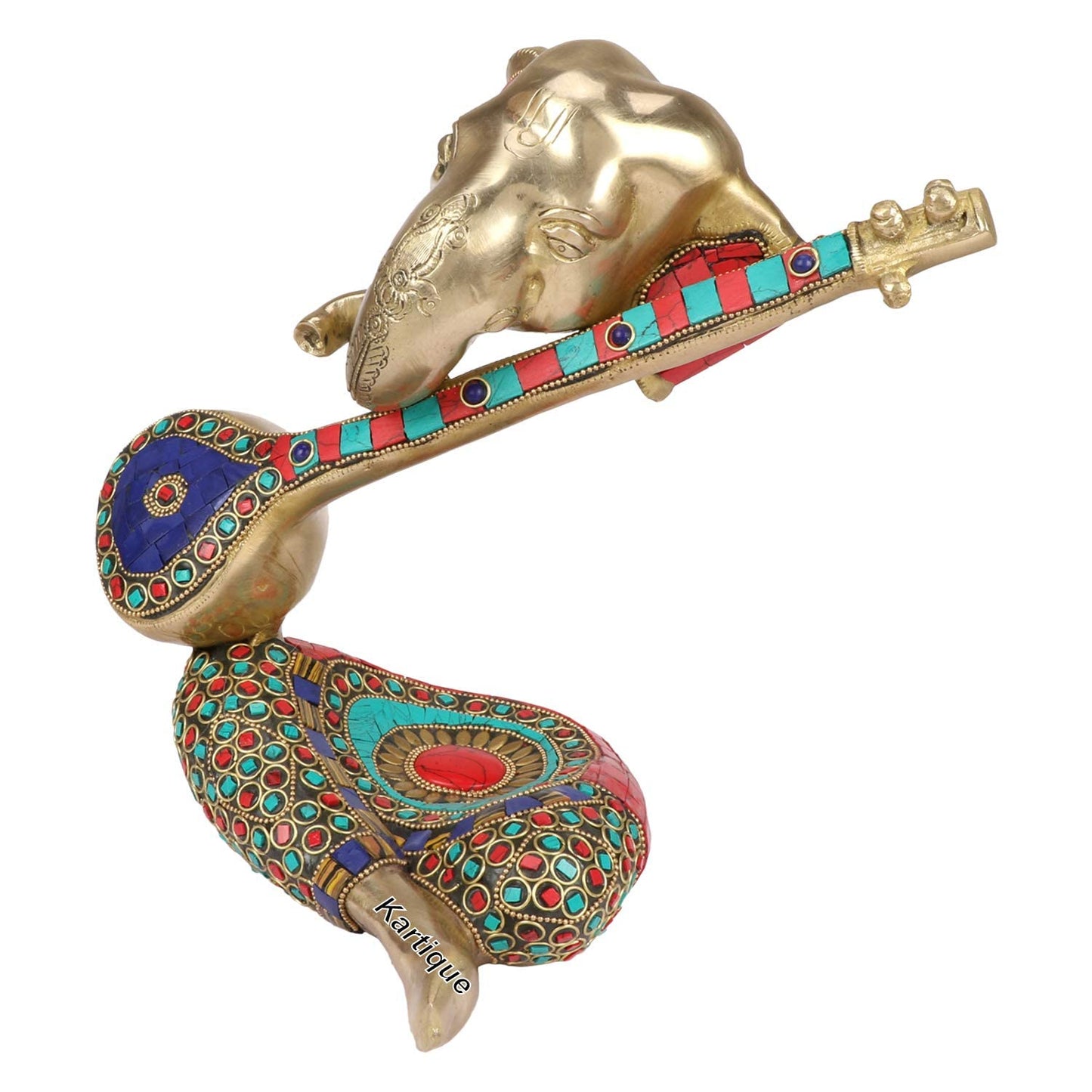 Brass Ganesha Idol for Home Decoration Ganpati Statue Murti for Gift Height 10.5 Inch Weight 4.4 Kg Color Multicolor - SvarupArt