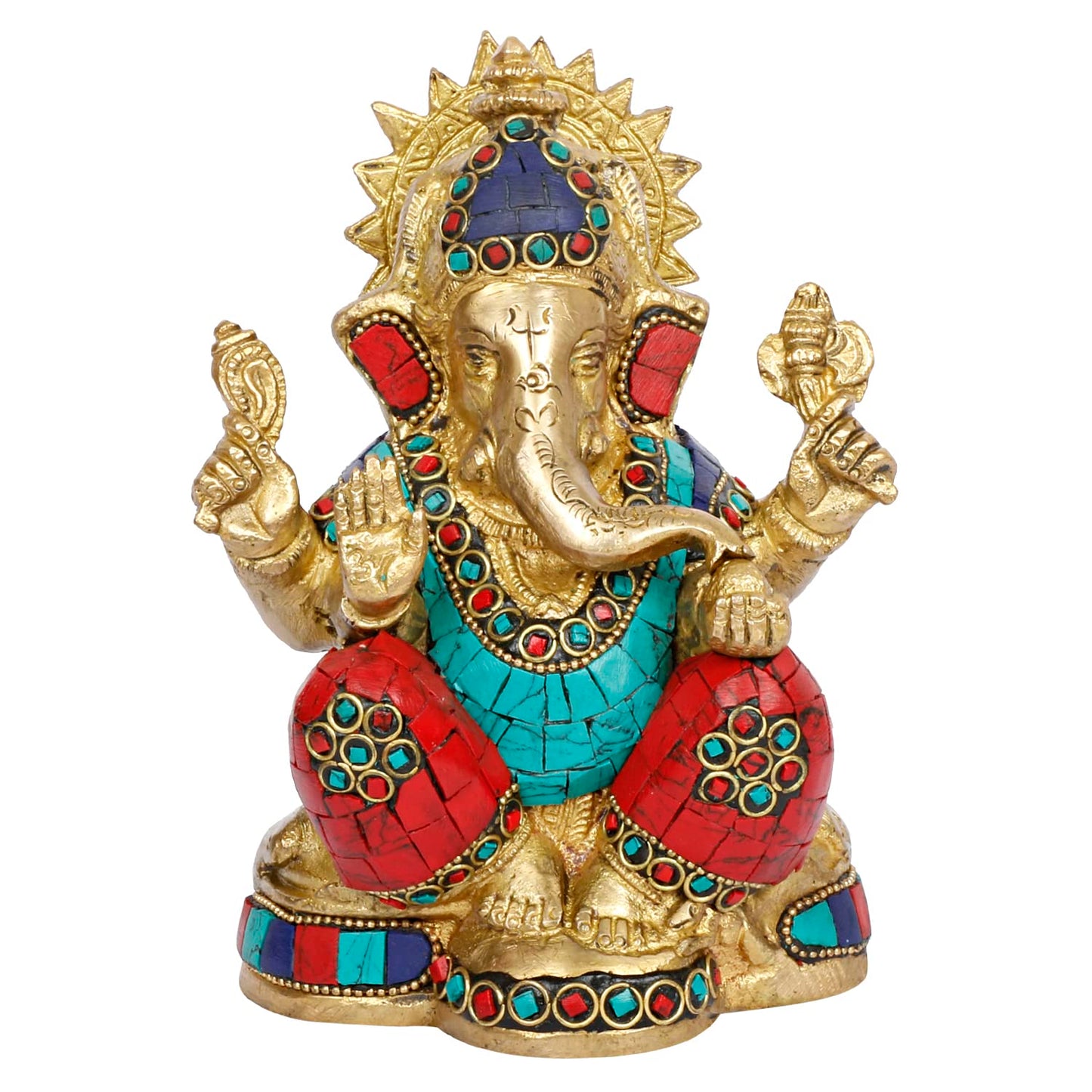 Brass Ganesh Bhagwan Idol Ganesha Statue Ganpati Murti for Home Entrance Decor Diwali Gift 6.5 Inch - SvarupArt