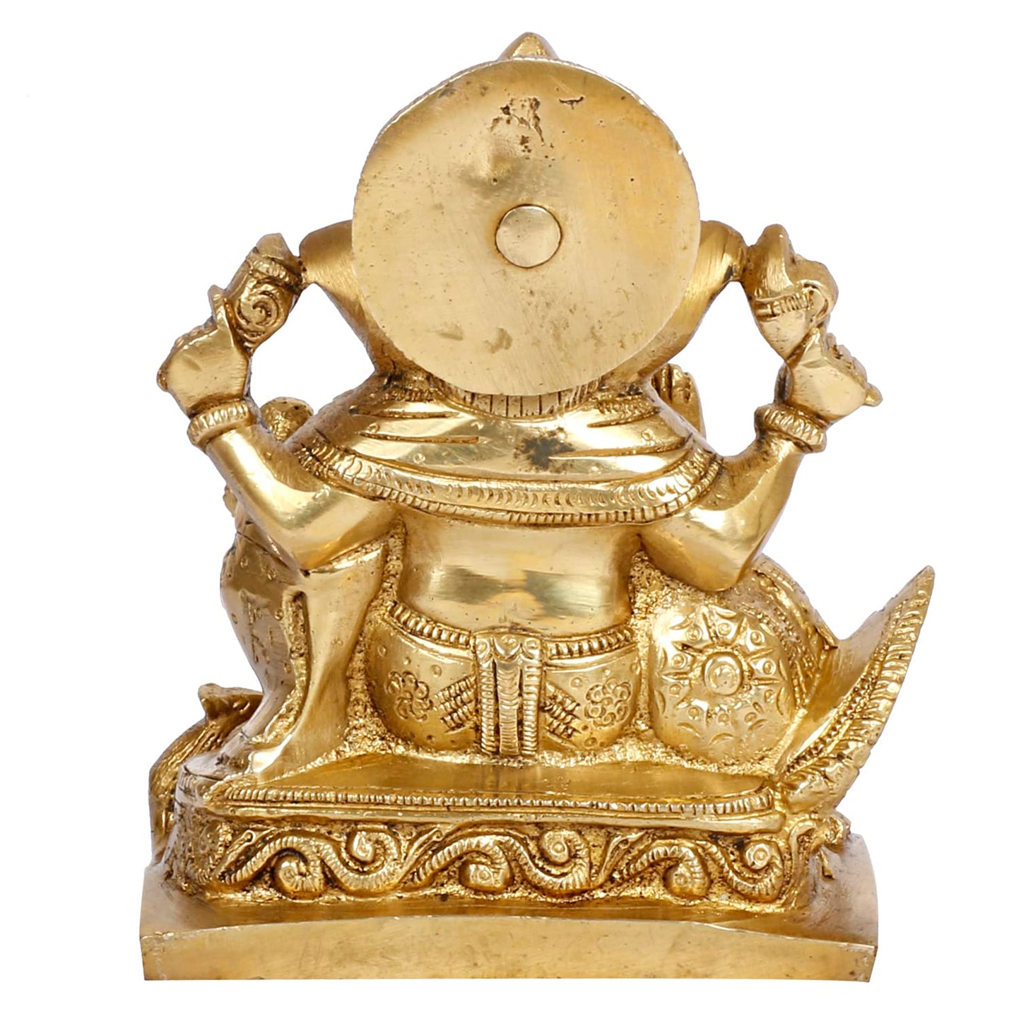 Brass Ganesh Idol Statue Elephant Murti God Ganesha Vinayak Ganpati Sitting Sculpture Bhagwan Height 5.5 Inch - SvarupArt