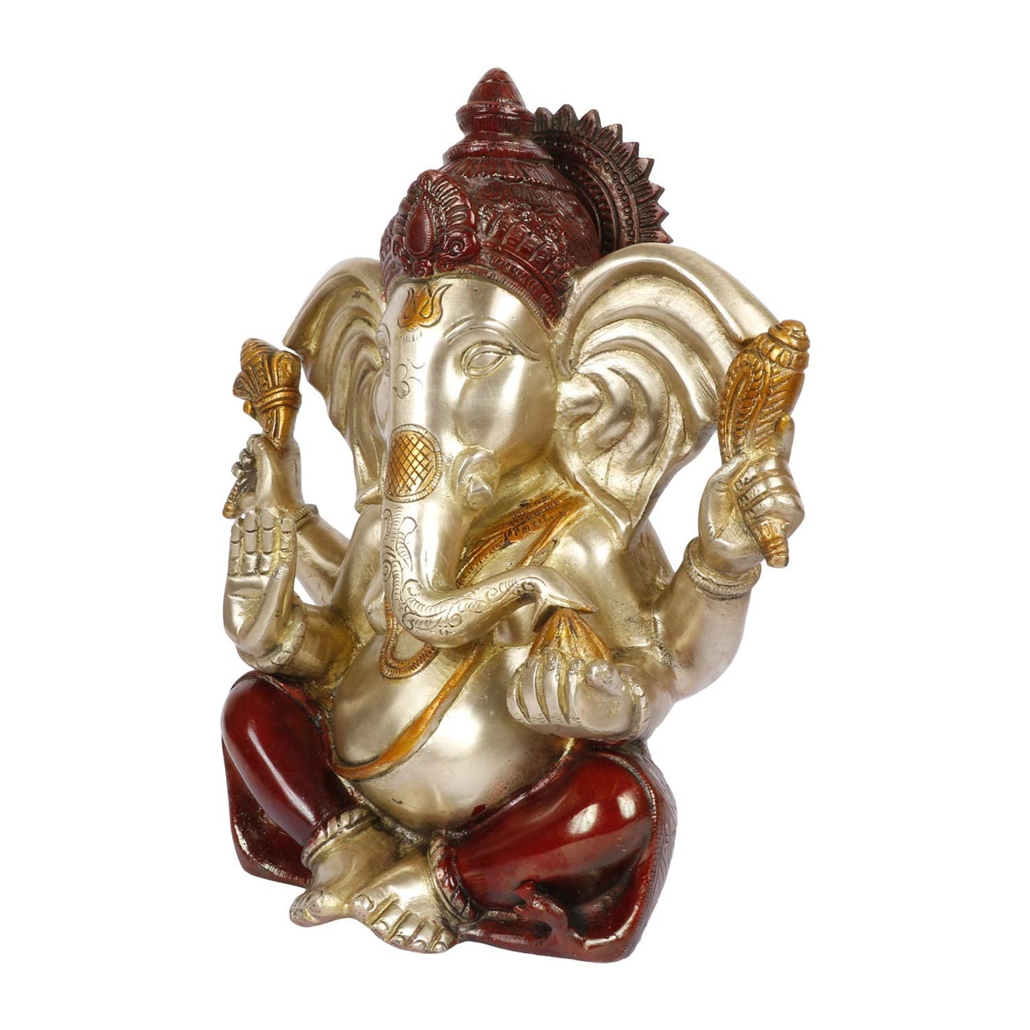 Brass Ganesha Idol for Home Decoration Ganpati Statue Murti for Gift Height 10 Inch Weight 5.3 Kg Color Multicolor - SvarupArt