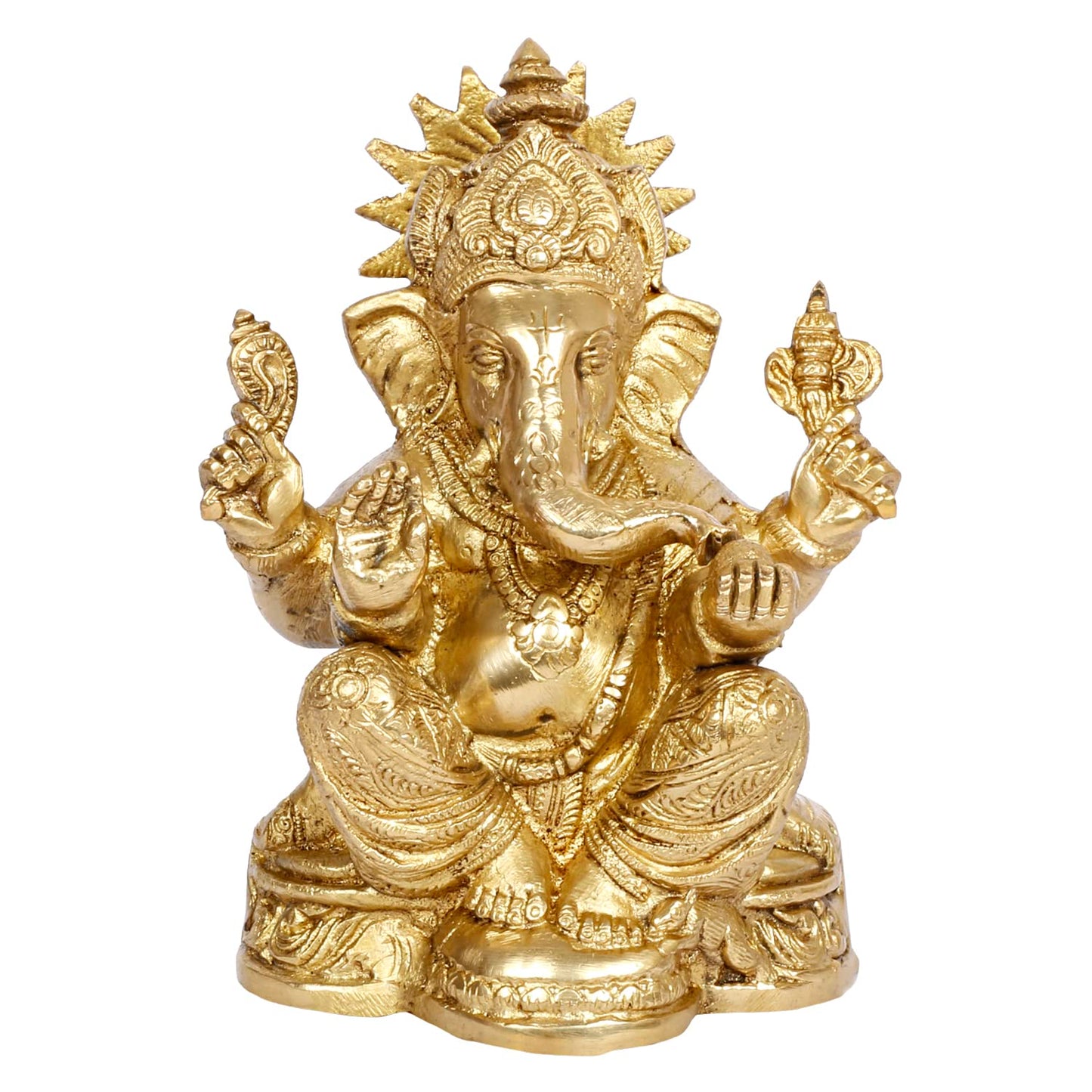 Brass Ganesh Bhagwan Idol Ganesha Statue Ganpati Murti for Home Entrance Decor Diwali Gift Height 6.5 Inch - SvarupArt