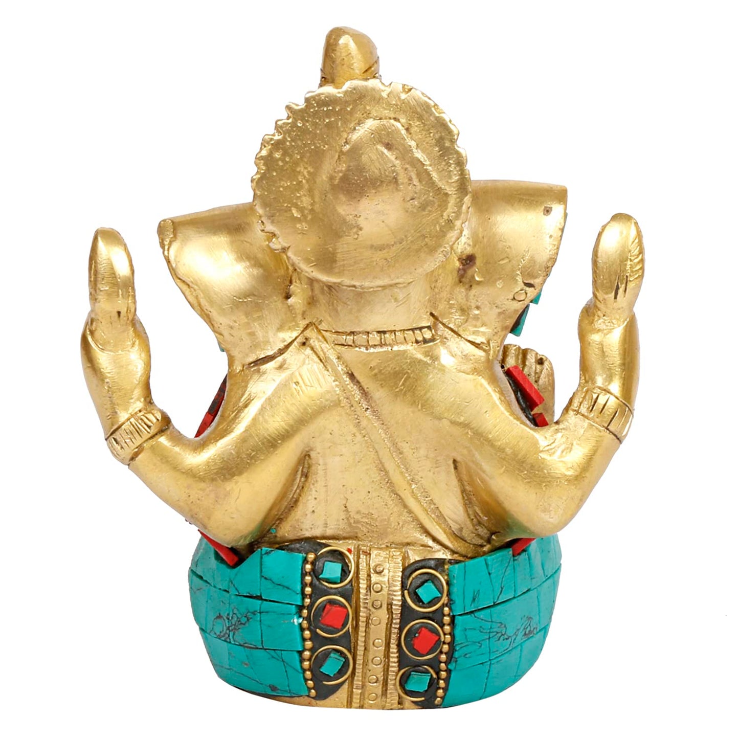Brass Ganesh Bhagwan Idol Taj Ganesha Statue Ganpati Murti for Home Entrance Decor Diwali Gift 4.5 Inch - SvarupArt