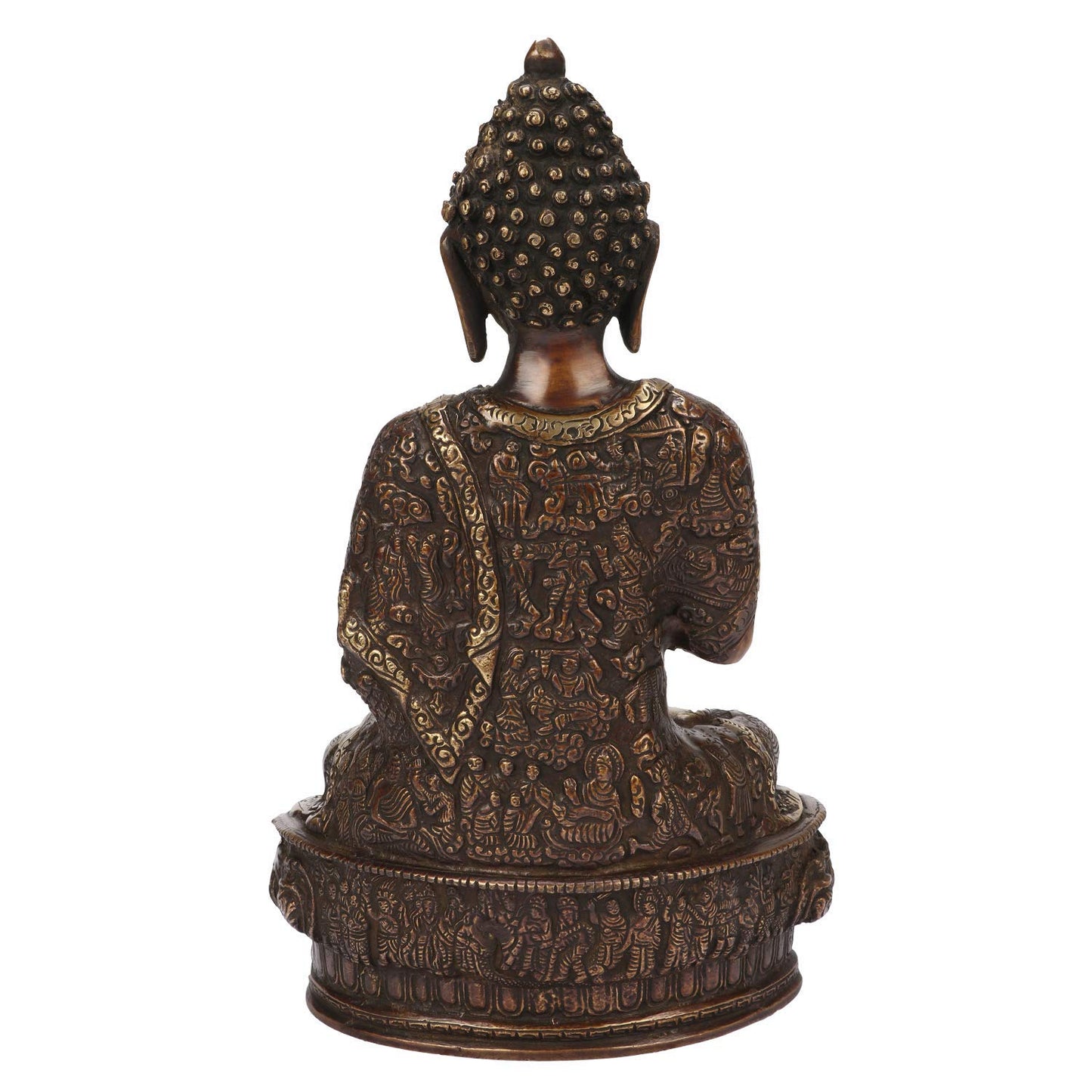 Brass Gautam Buddha Idol Statue Murti Draped in Stone Embellished Shawl for Home Decoration Blessing Buddha Height 11 Inch - SvarupArt