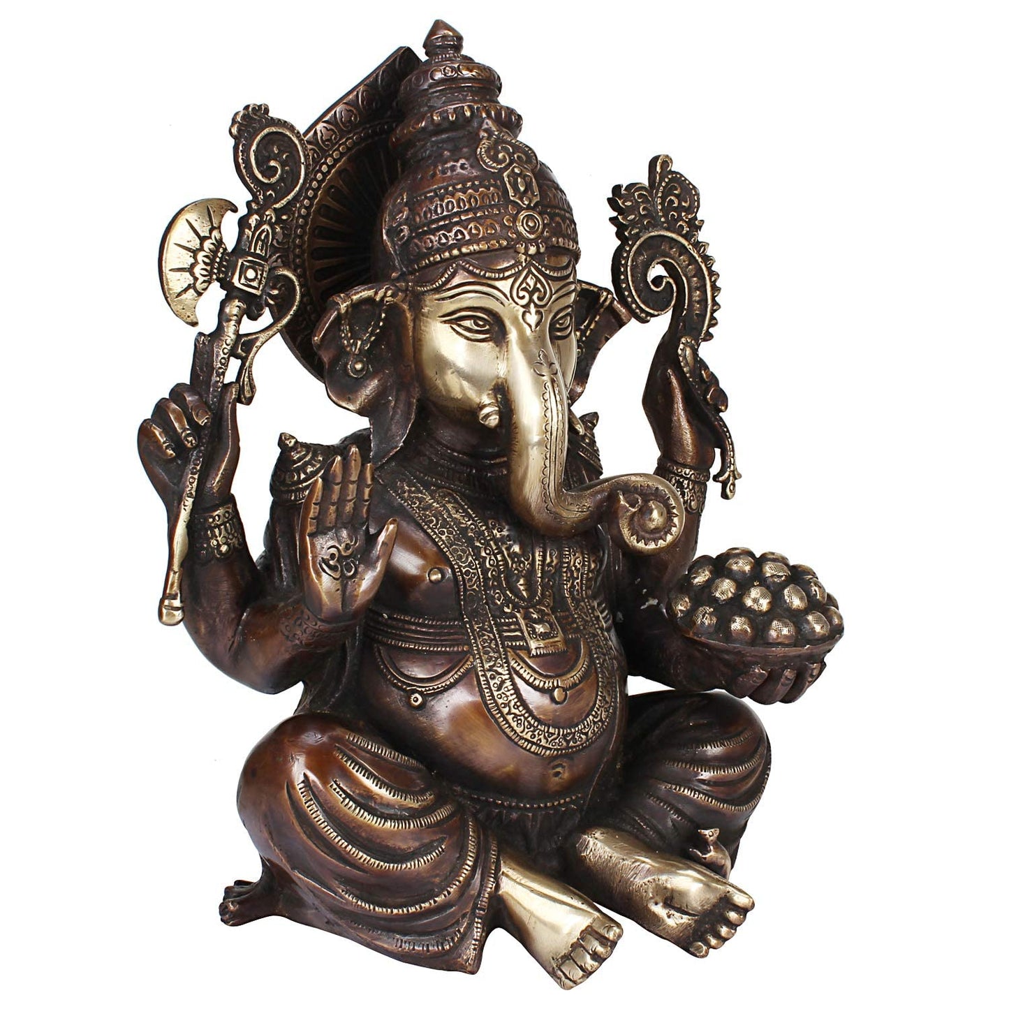 Brass Ganesha Idol for Home Decoration Ganpati Statue Ganesh Murti for Gift Height 9.5 Inch Color Bronze - SvarupArt
