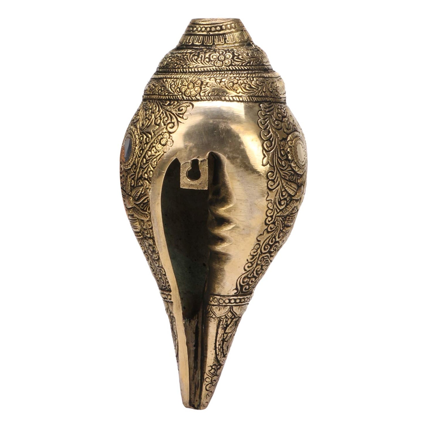 Brass Vishnu Virat Roop Shankh Wall Hanging Conch Table Top 10 Inch Gold Standard 1 Pcs - SvarupArt