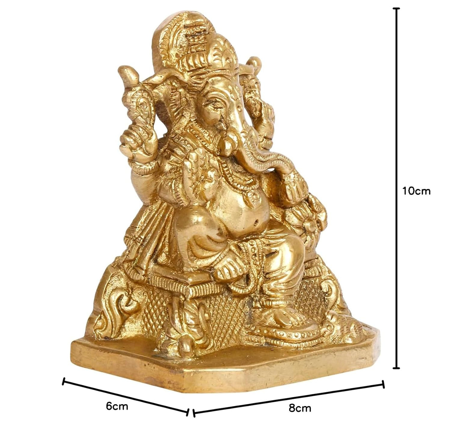 Brass Ganesh Bhagwan Idol Ganesha Statue Ganpati Murti for Home Entrance Decor Diwali Gift Height 4 Inch - SvarupArt