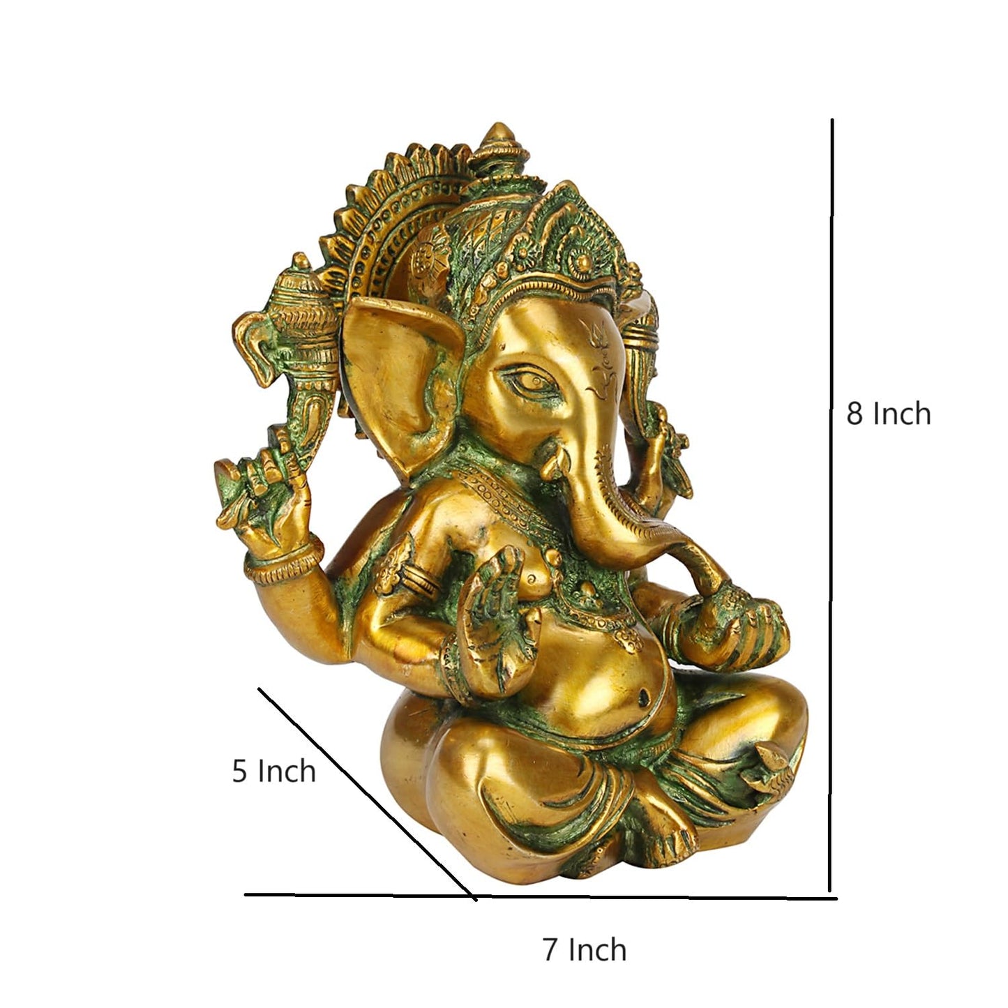 Brass Ganesha Murti Mangalkari Ganesh Idol Statue Figurine for Puja Decor Gift 8 Inch 3 Kg - SvarupArt