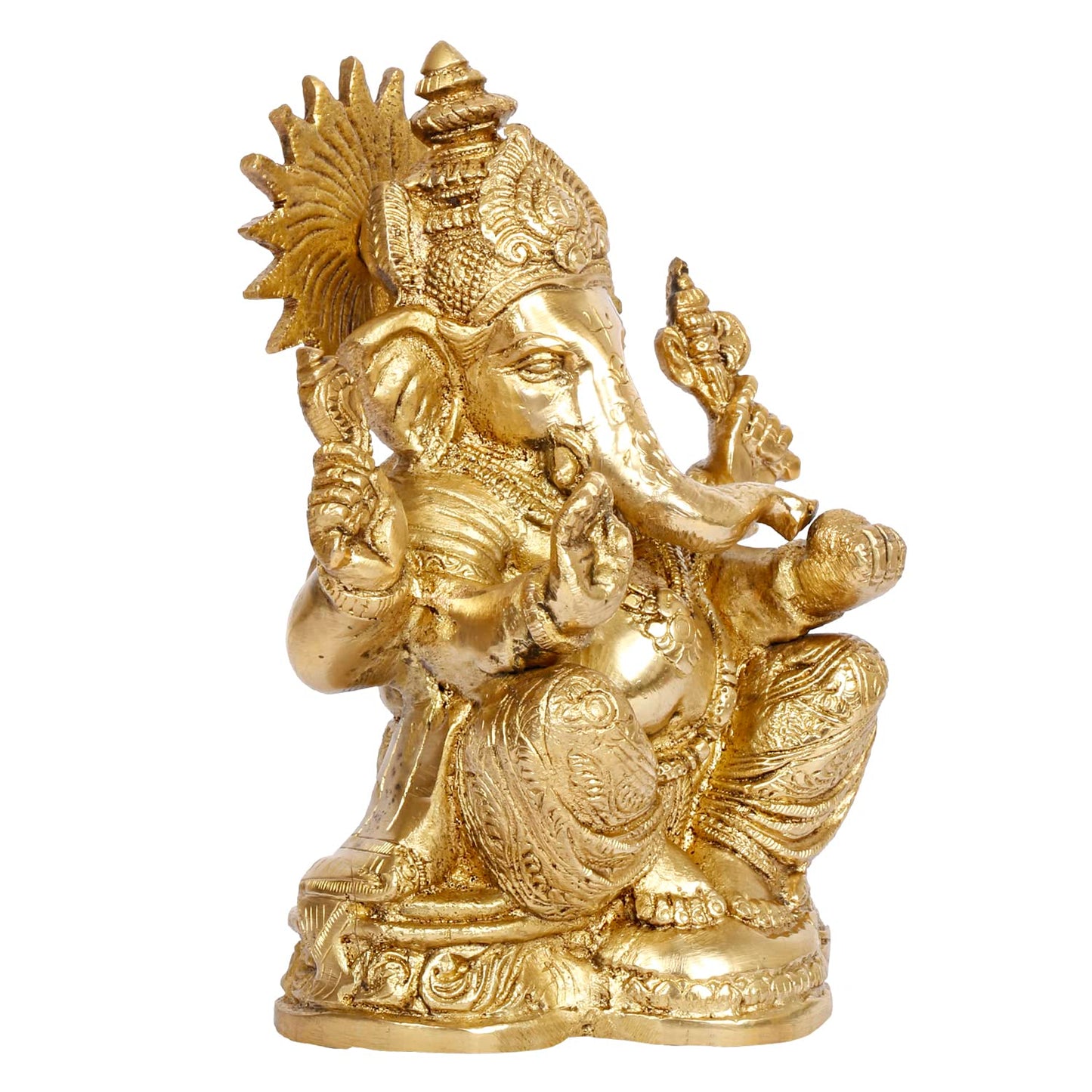 Brass Ganesh Bhagwan Idol Ganesha Statue Ganpati Murti for Home Entrance Decor Diwali Gift Height 6.5 Inch - SvarupArt